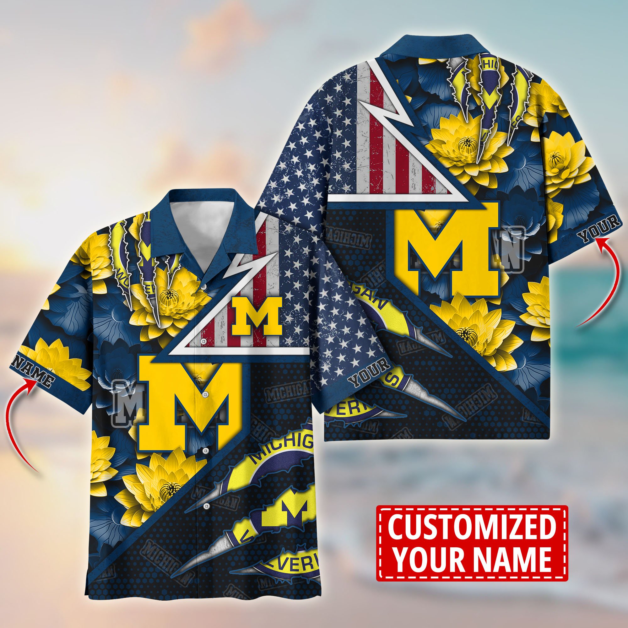 Michigan Wolverines Customize Flower Hawaii Shirt For Fans, Summer Football Shirts TT59003