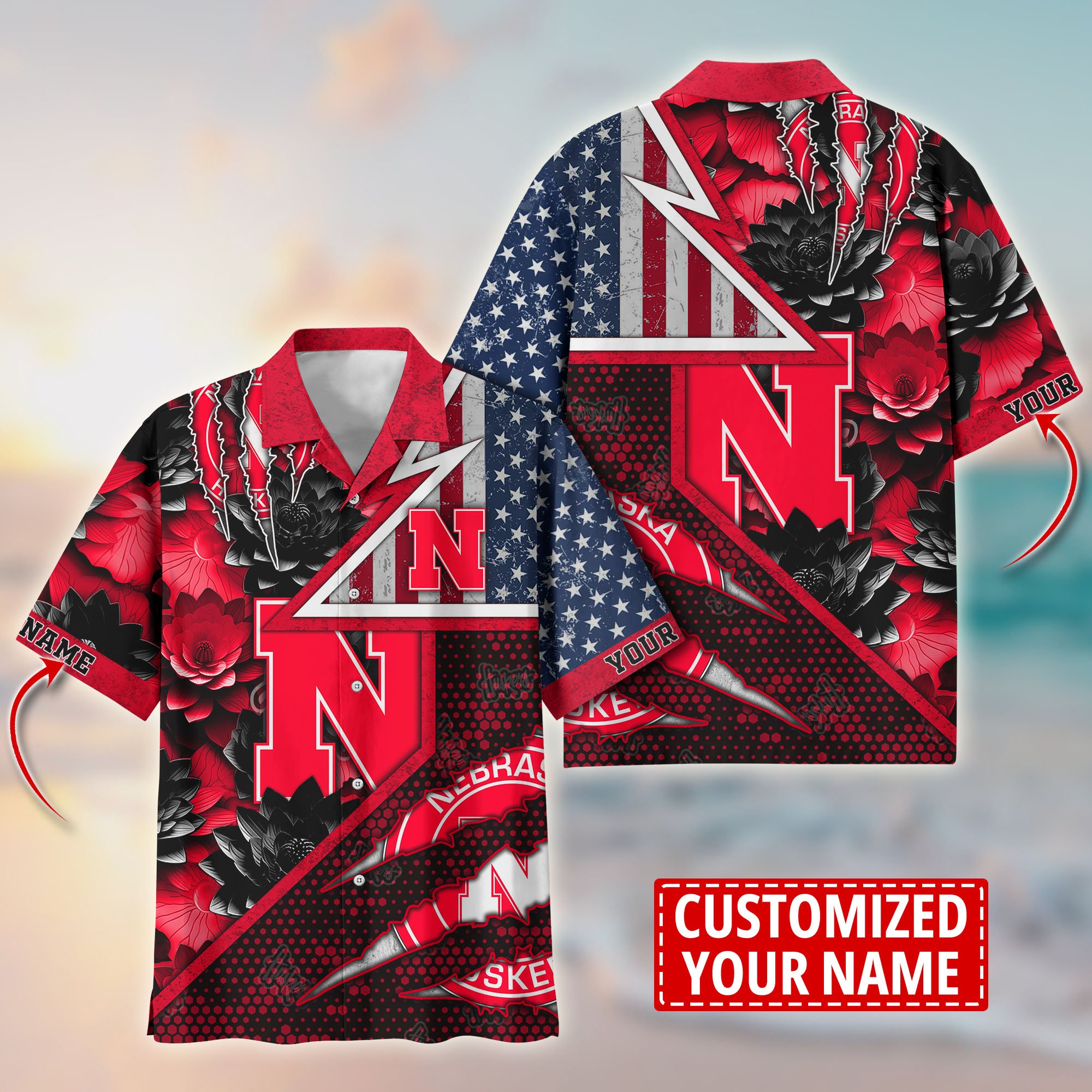 Nebraska Cornhuskers Customize Flower Hawaii Shirt For Fans, Summer Football Shirts TT59003