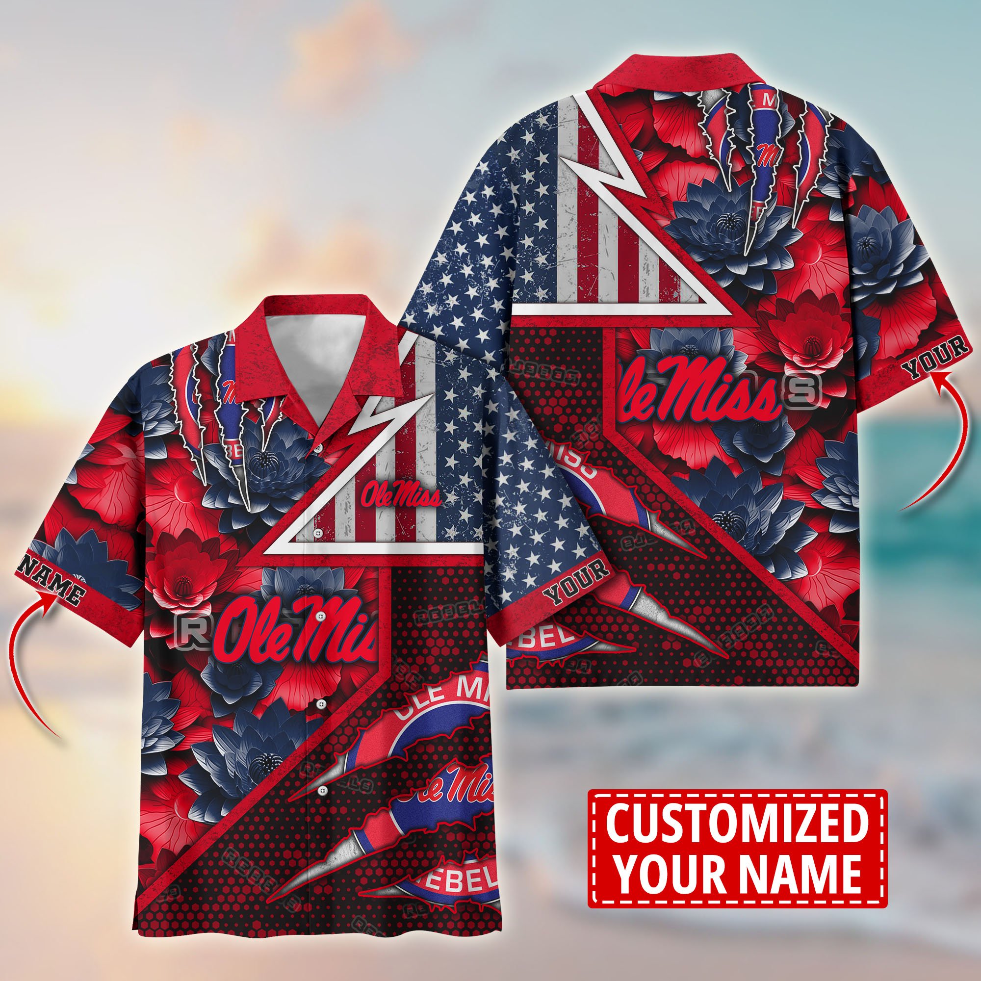 Ole Miss Rebels Customize Flower Hawaii Shirt For Fans, Summer Football Shirts TT59003