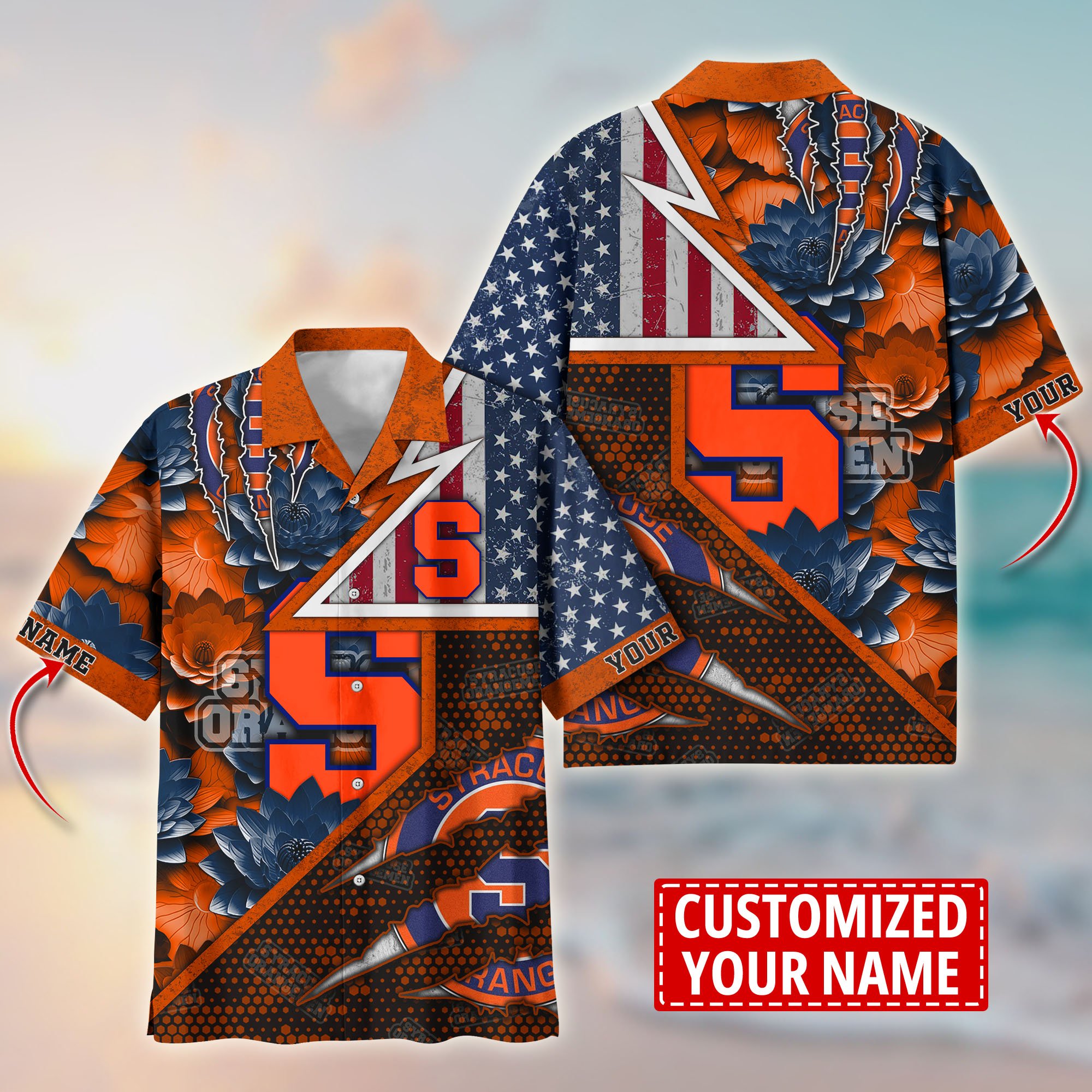 Syracuse Orange Customize Flower Hawaii Shirt For Fans, Summer Football Shirts TT59003