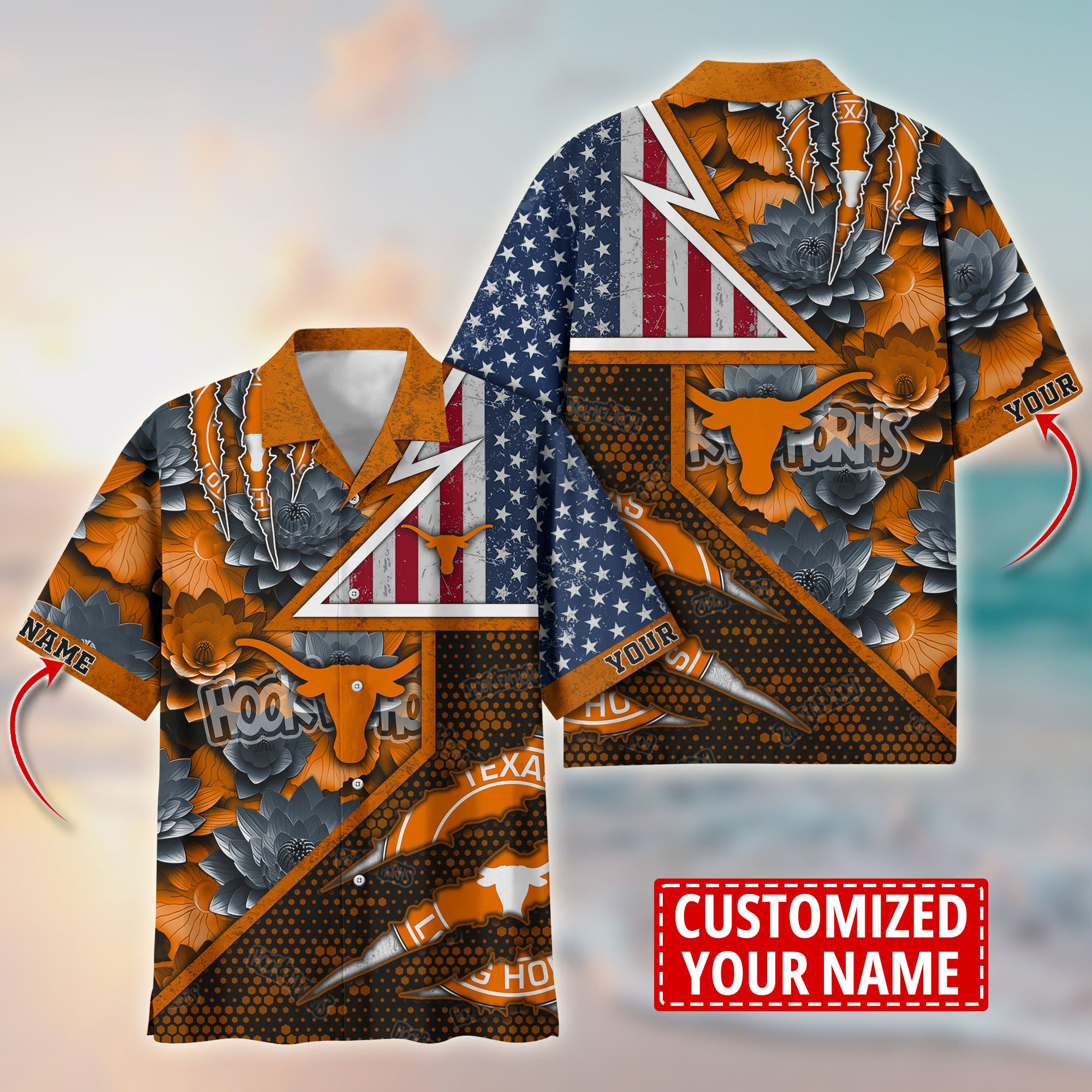 Texas Longhorns Customize Flower Hawaii Shirt For Fans, Summer Football Shirts TT59003