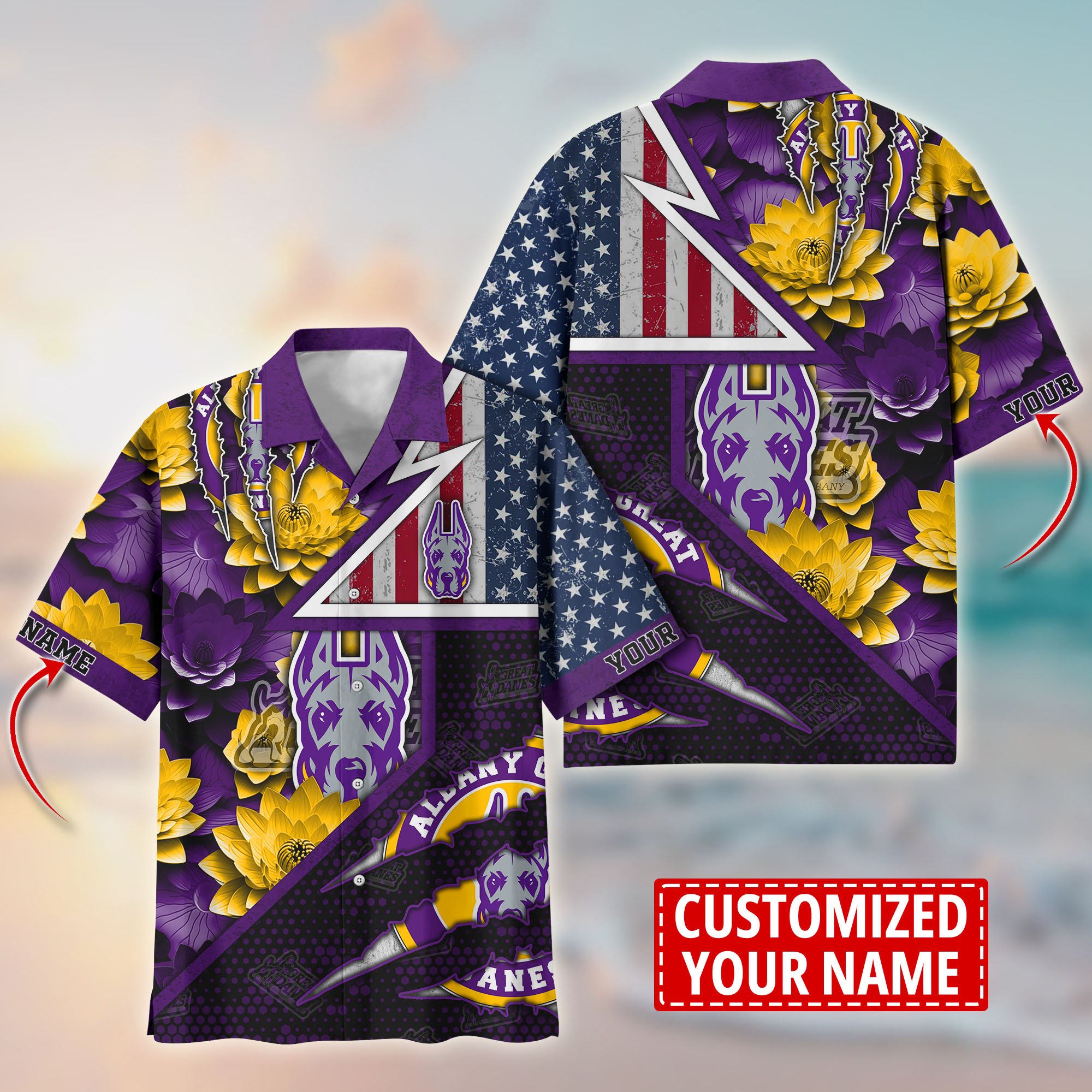 Albany Great Danes Customize Flower Hawaii Shirt For Fans, Summer Football Shirts TT59003