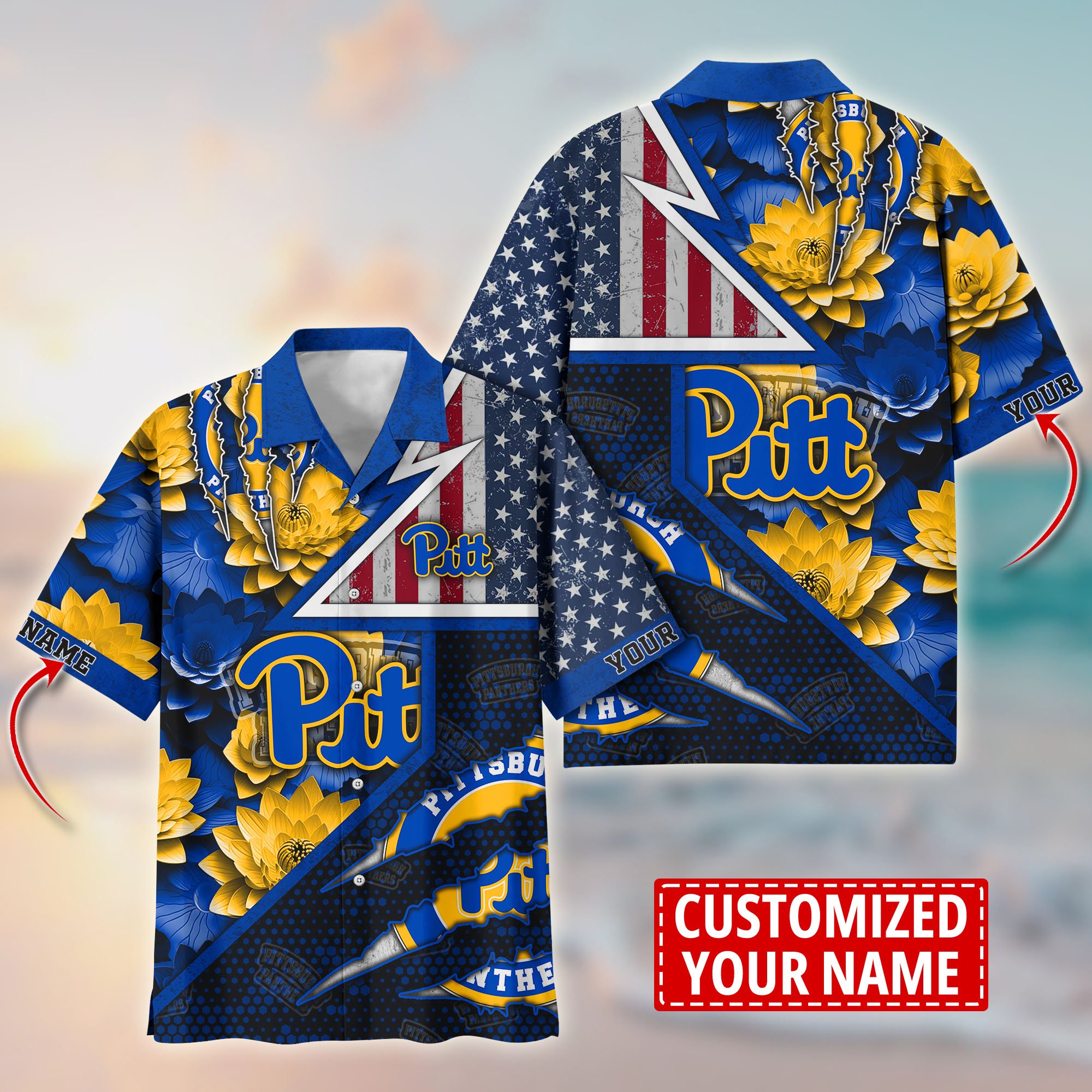 Pittsburgh Panthers Customize Flower Hawaii Shirt For Fans, Summer Football Shirts TT59003