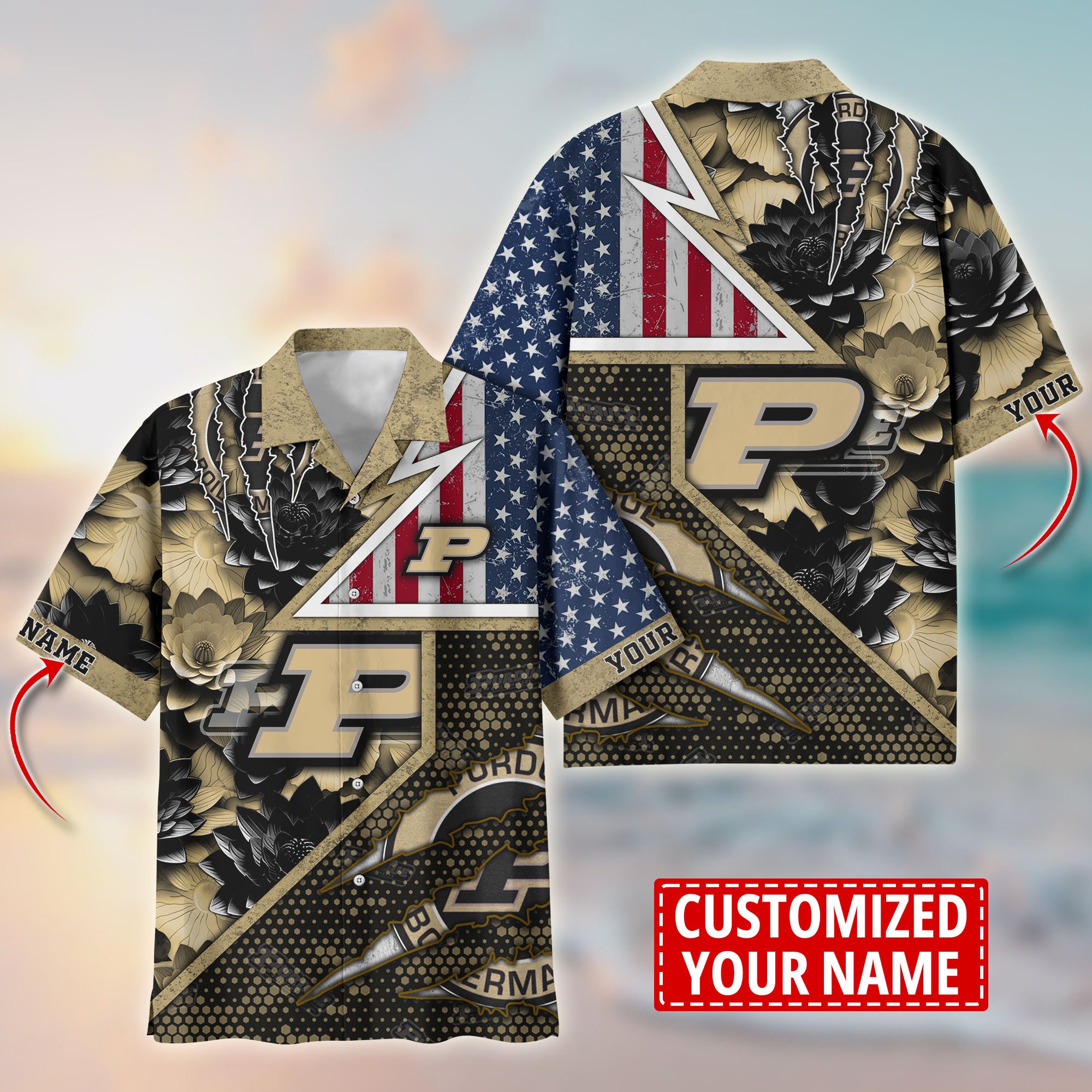 Purdue Boilermakers Customize Flower Hawaii Shirt For Fans, Summer Football Shirts TT59003