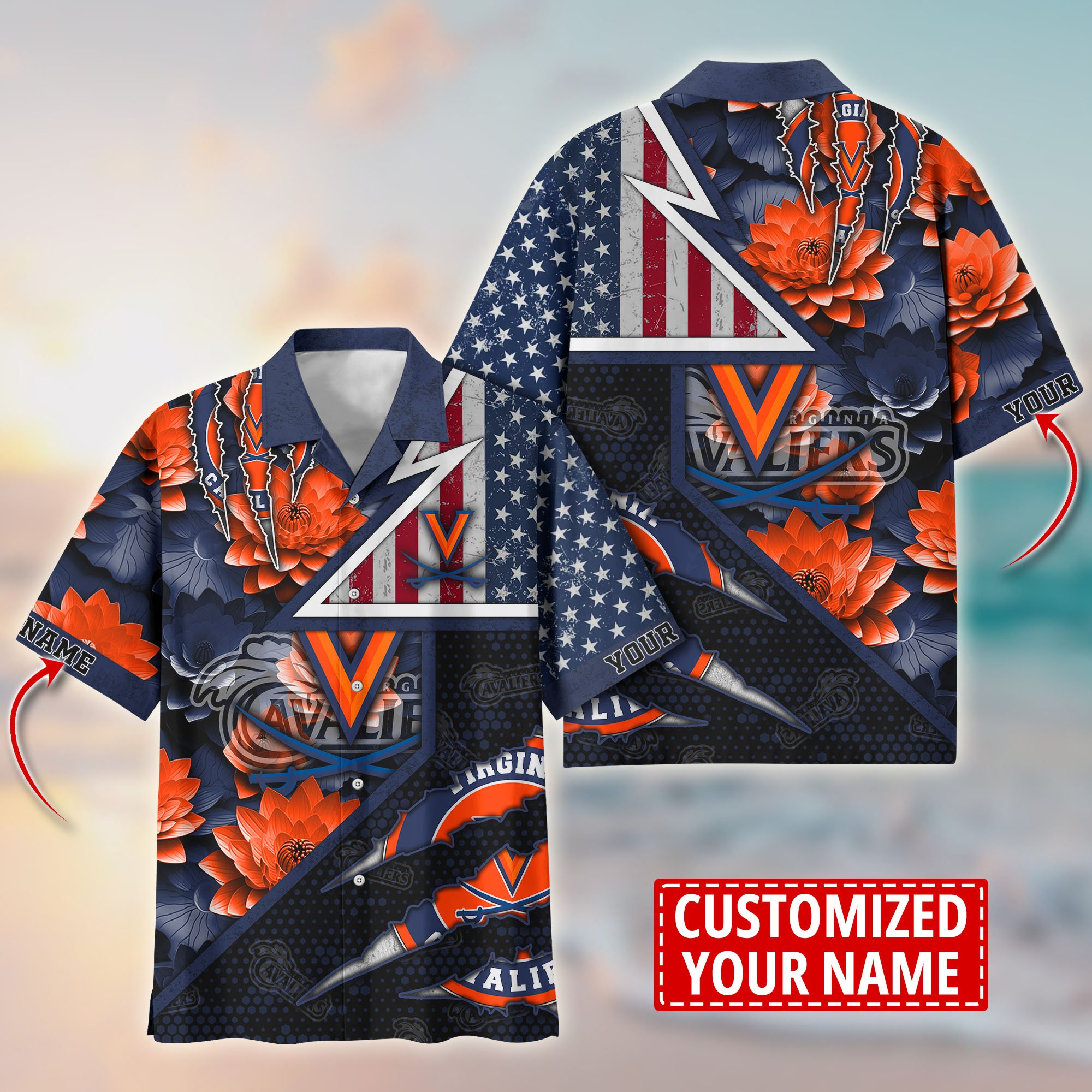 Virginia Cavaliers Customize Flower Hawaii Shirt For Fans, Summer Football Shirts TT59003