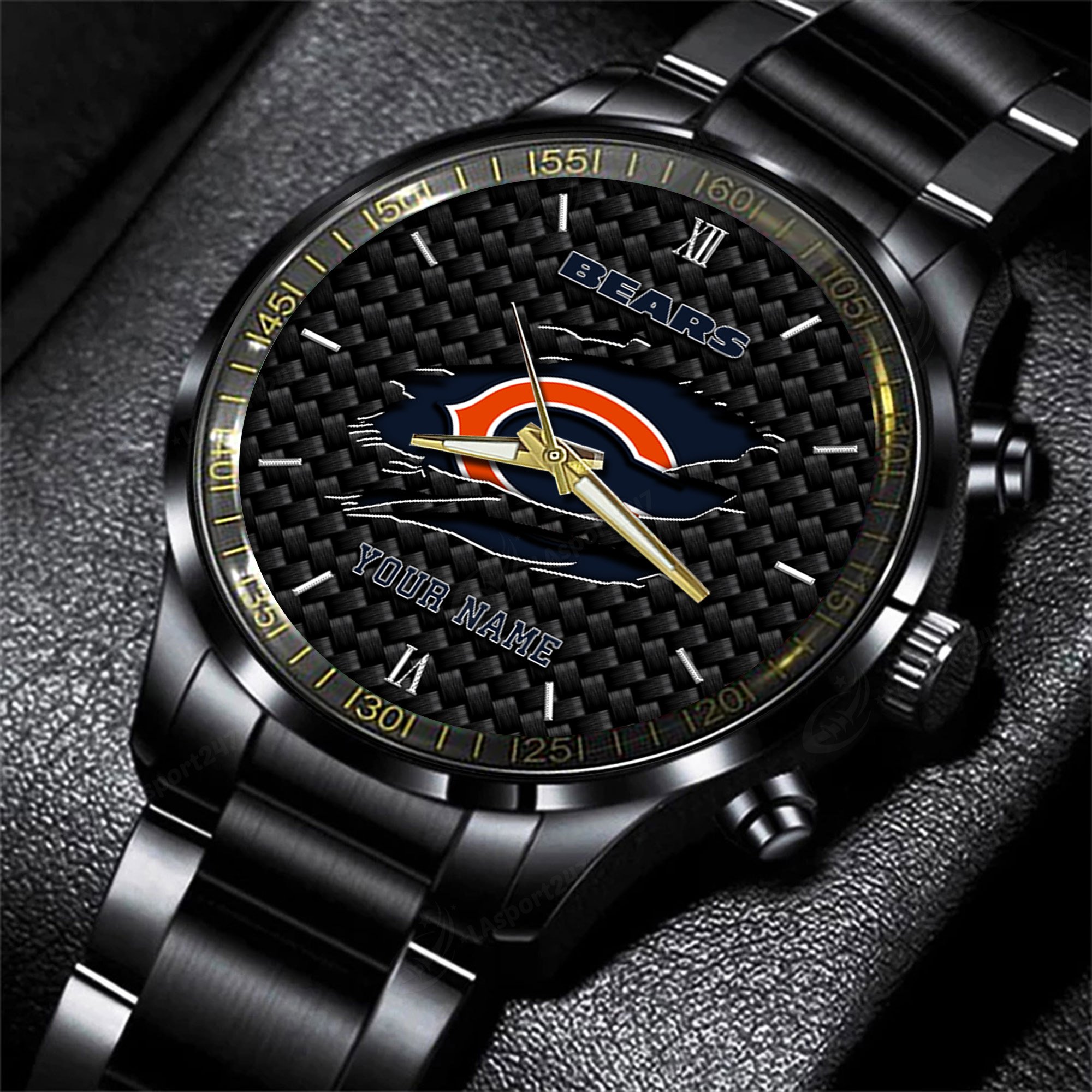 Chicago Bears  Black Fashion Watch Custom Your Name, Sport Black Fashion Watch, FootBall Fan Gifts EHIVM-58220