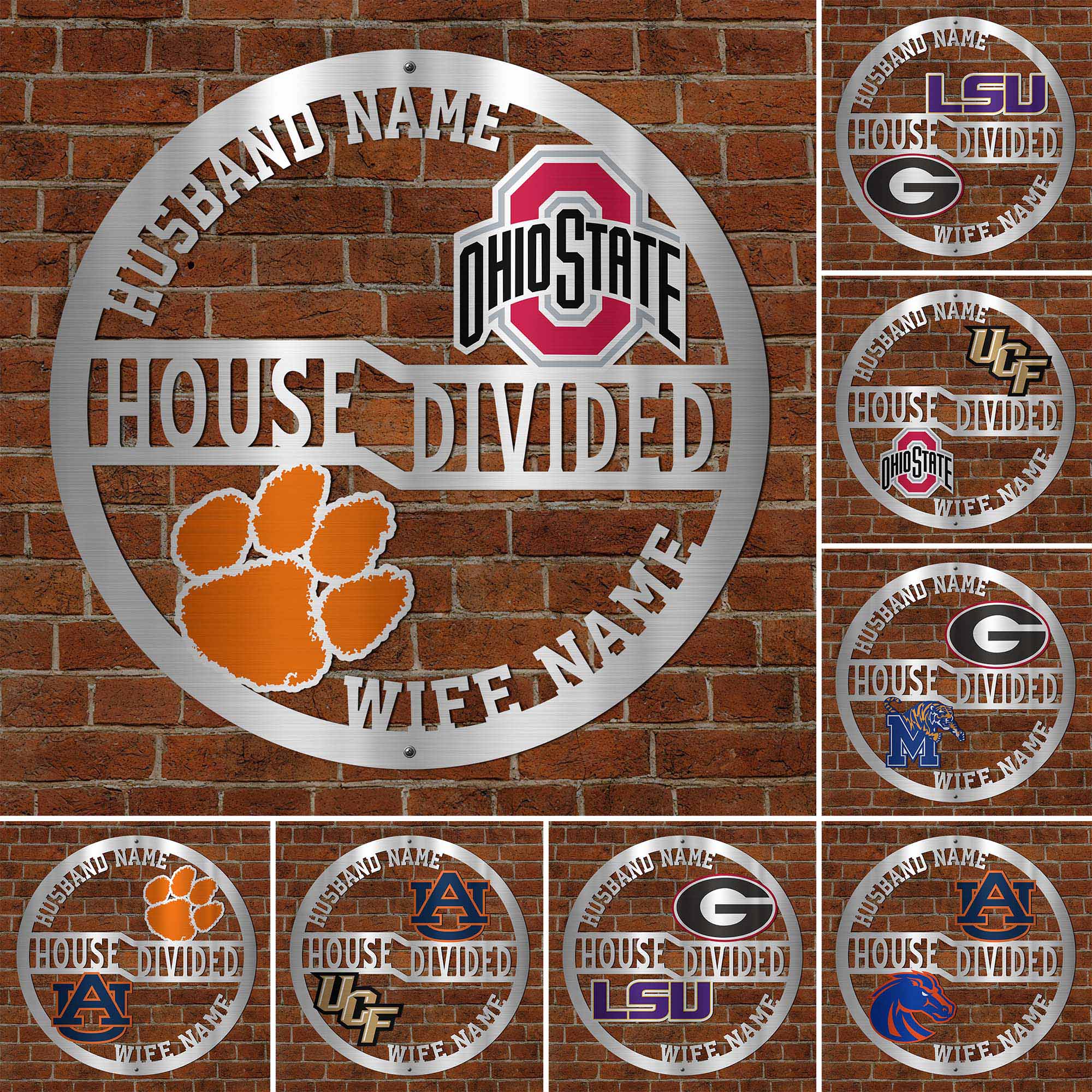 House Divided Cut Metal Sign Custom Your Names And Choose Your Team, House Divided Sign For Fan , Home Decorations ETRG-25807