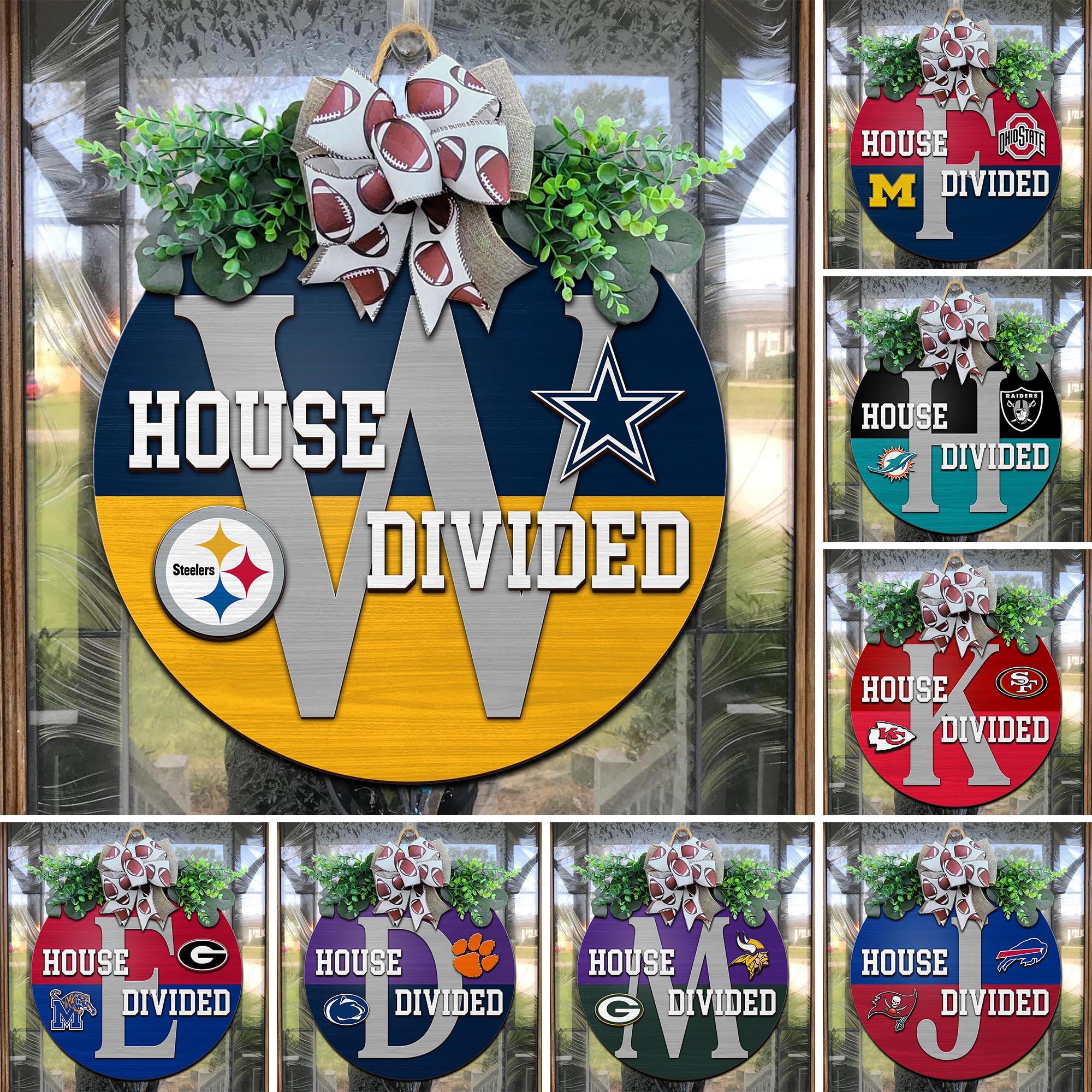 House Divided 2 Layered Wood Sign Choose Your Team And Custom Alphabet, House Divided Sign, Sport Fan Gifts ETRG-58197