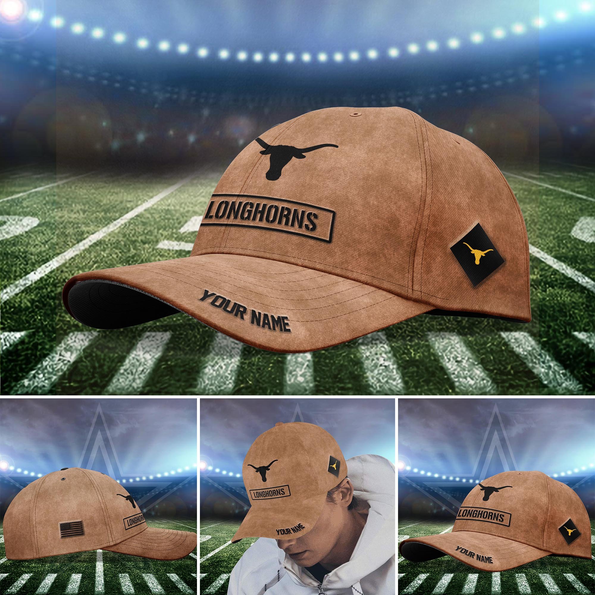 Texas Longhorns BROWN 2023 SALUTE TO SERVICE CLUB CAP Custom Q-53413