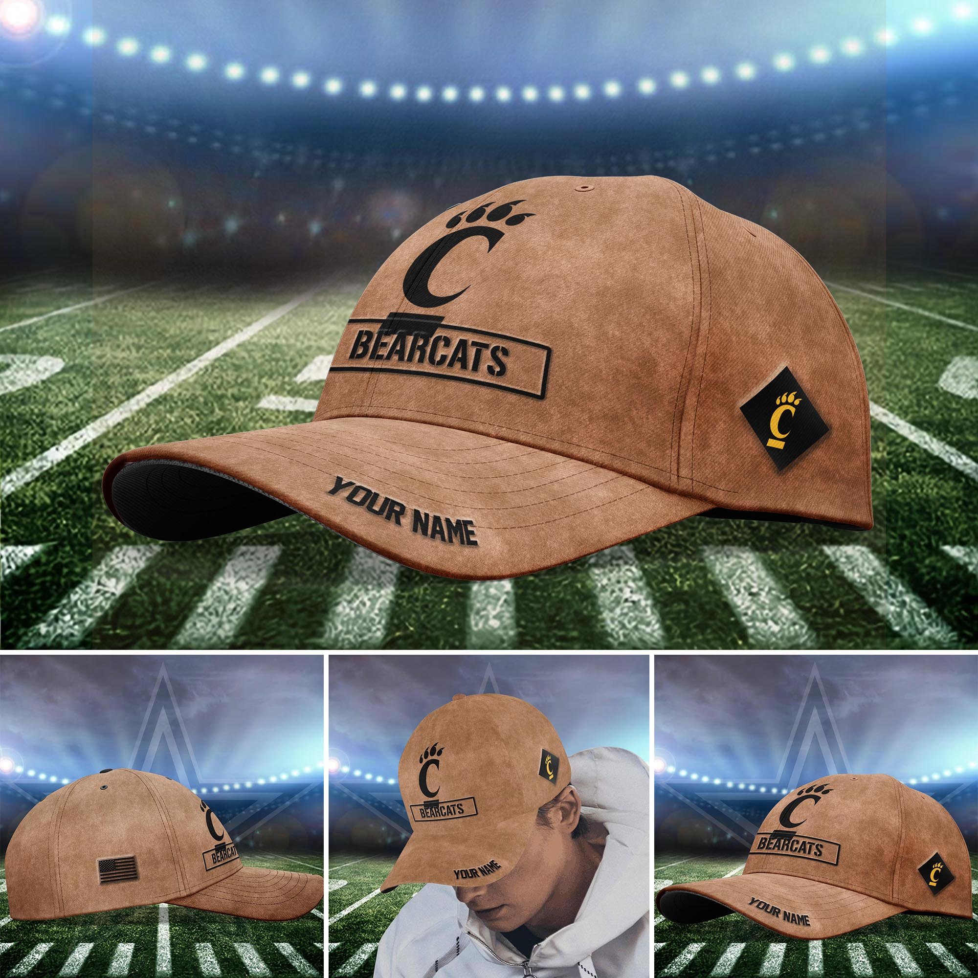 Cincinnati Bearcats BROWN 2023 SALUTE TO SERVICE CLUB CAP Custom Q-53413