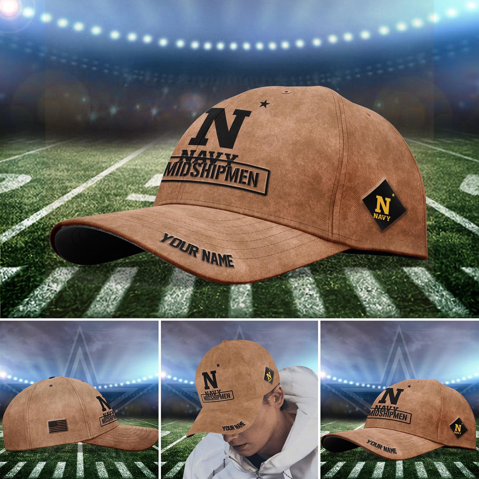 Navy Midshipmen BROWN 2023 SALUTE TO SERVICE CLUB CAP Custom Q-53413