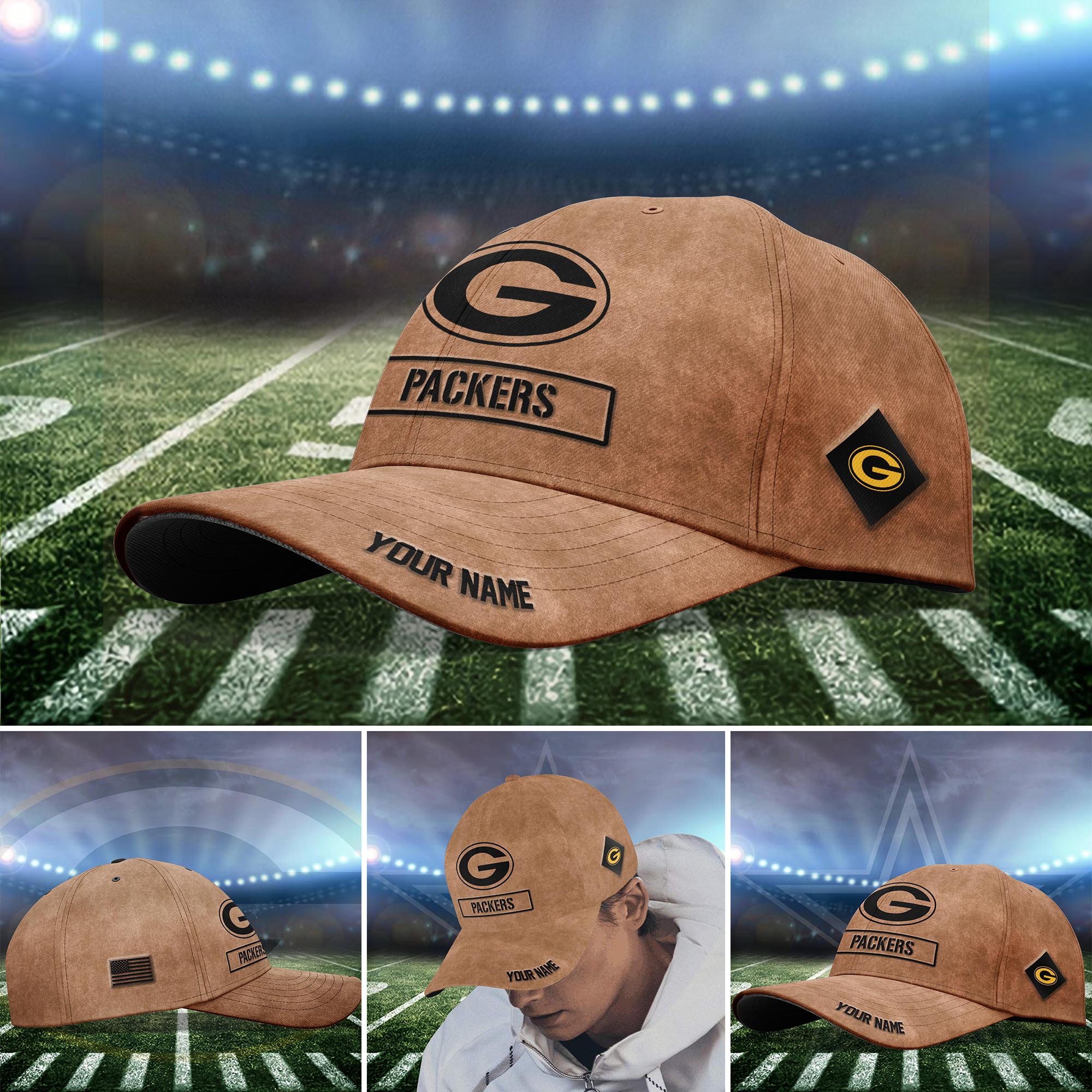 Green Bay Packers BROWN 2023 SALUTE TO SERVICE CLUB CAP Custom Q-53413