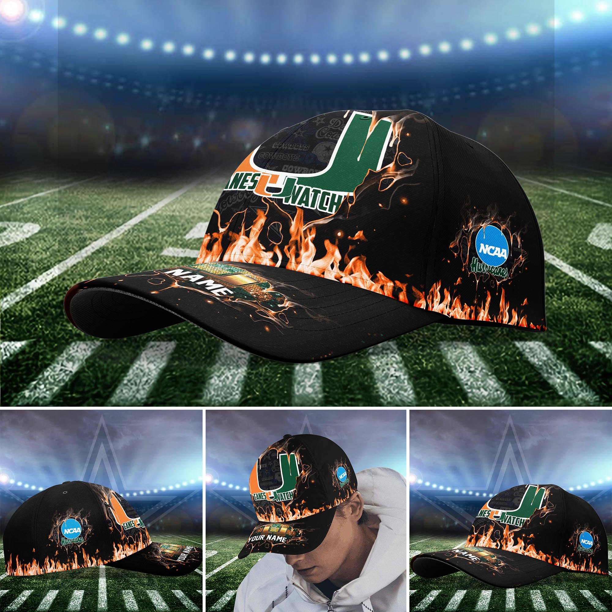 Miami Hurricanes Cap custom Q-54379