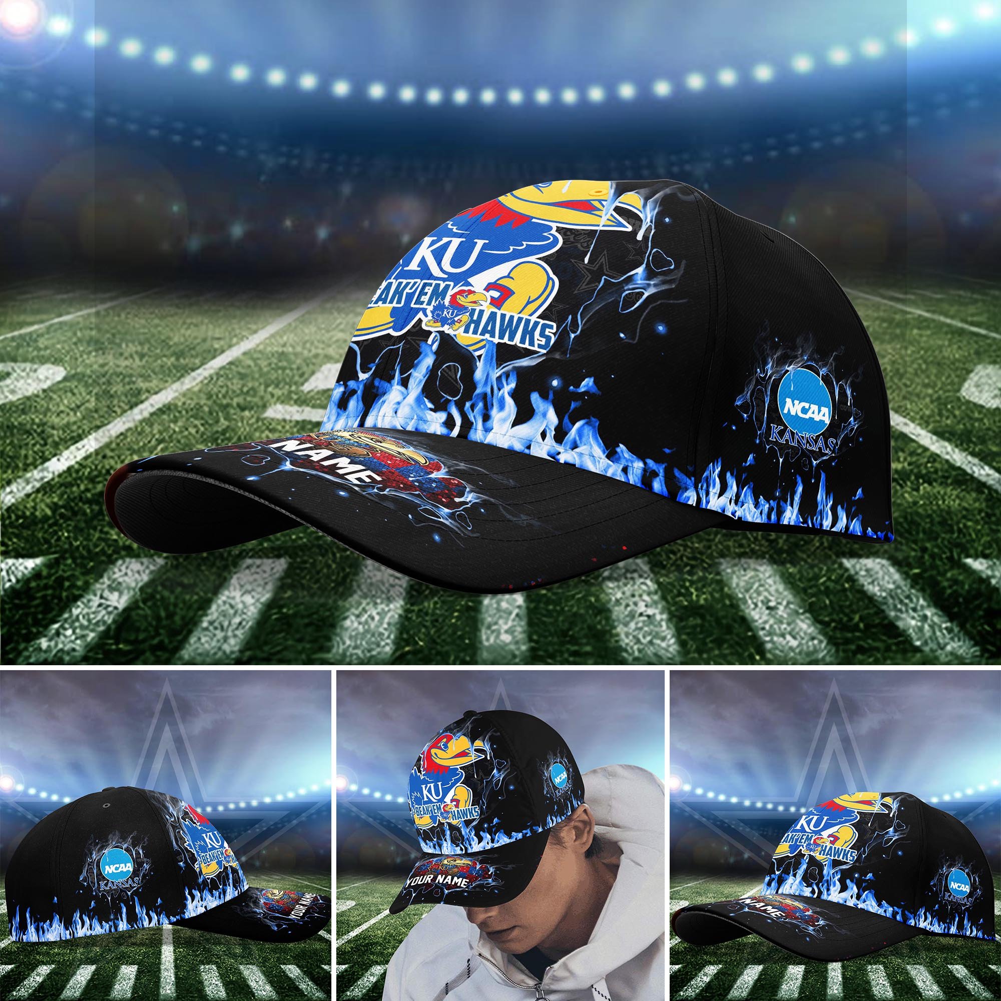 Kansas Jayhawks Cap custom Q-54379