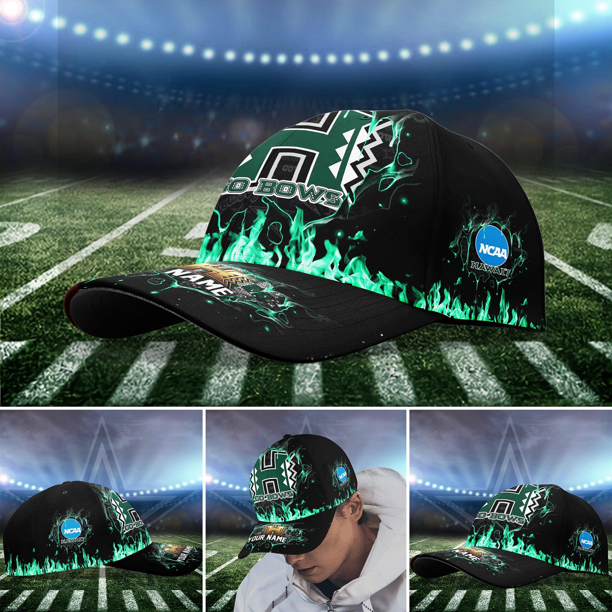 Hawaii Rainbow Warriors Cap custom Q-54379