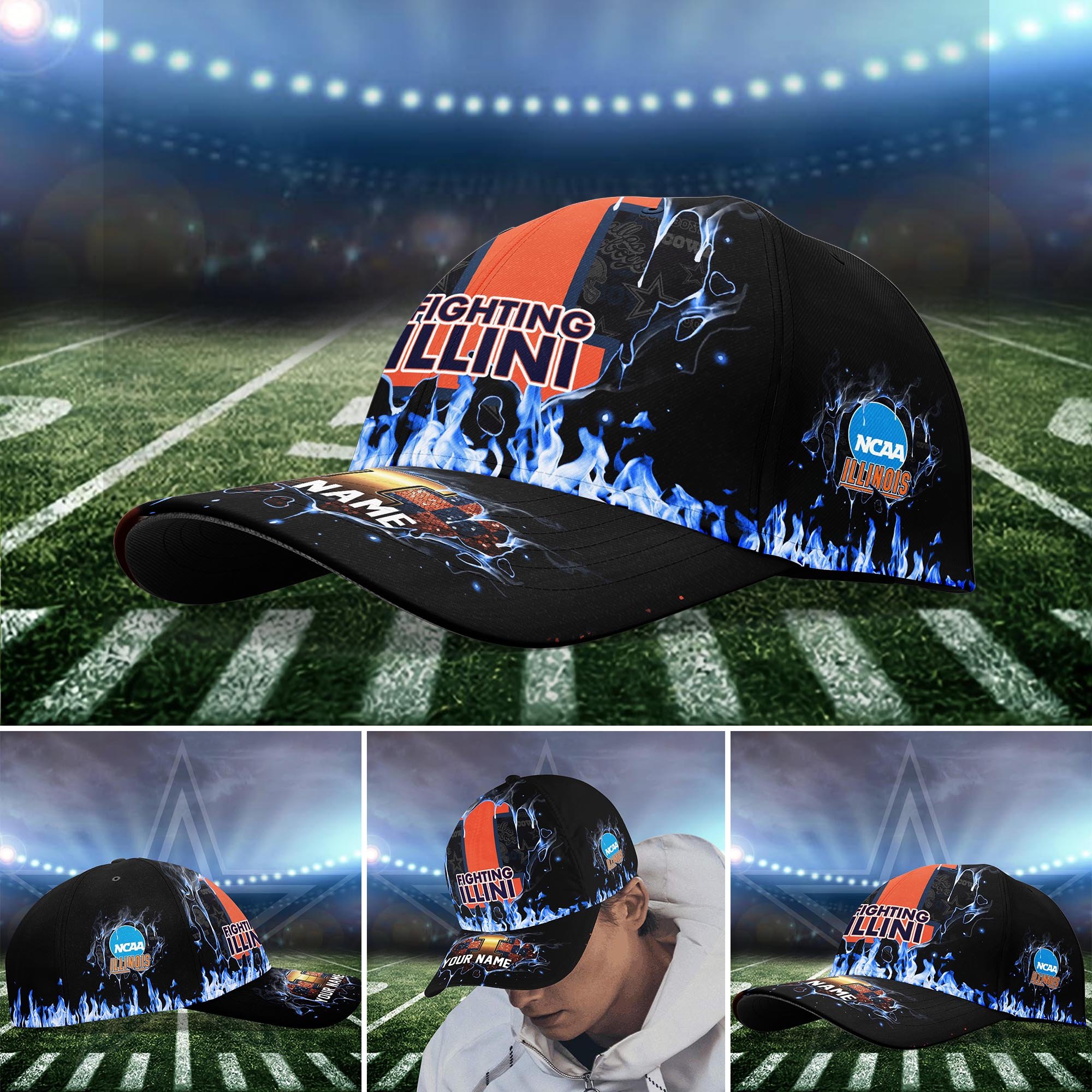 Illinois Fighting Illini Cap custom Q-54379
