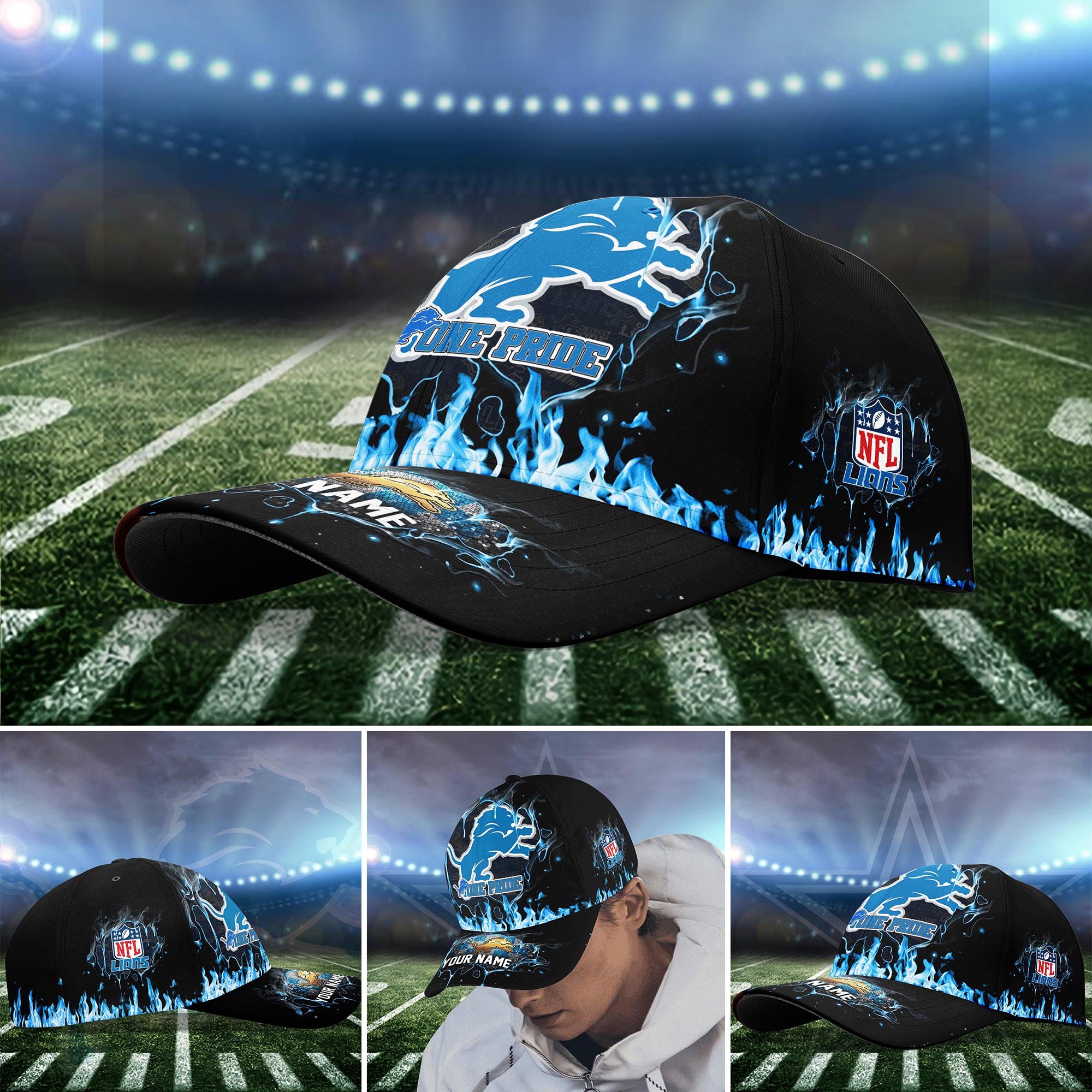 Detroit Lions Cap custom Q-54379