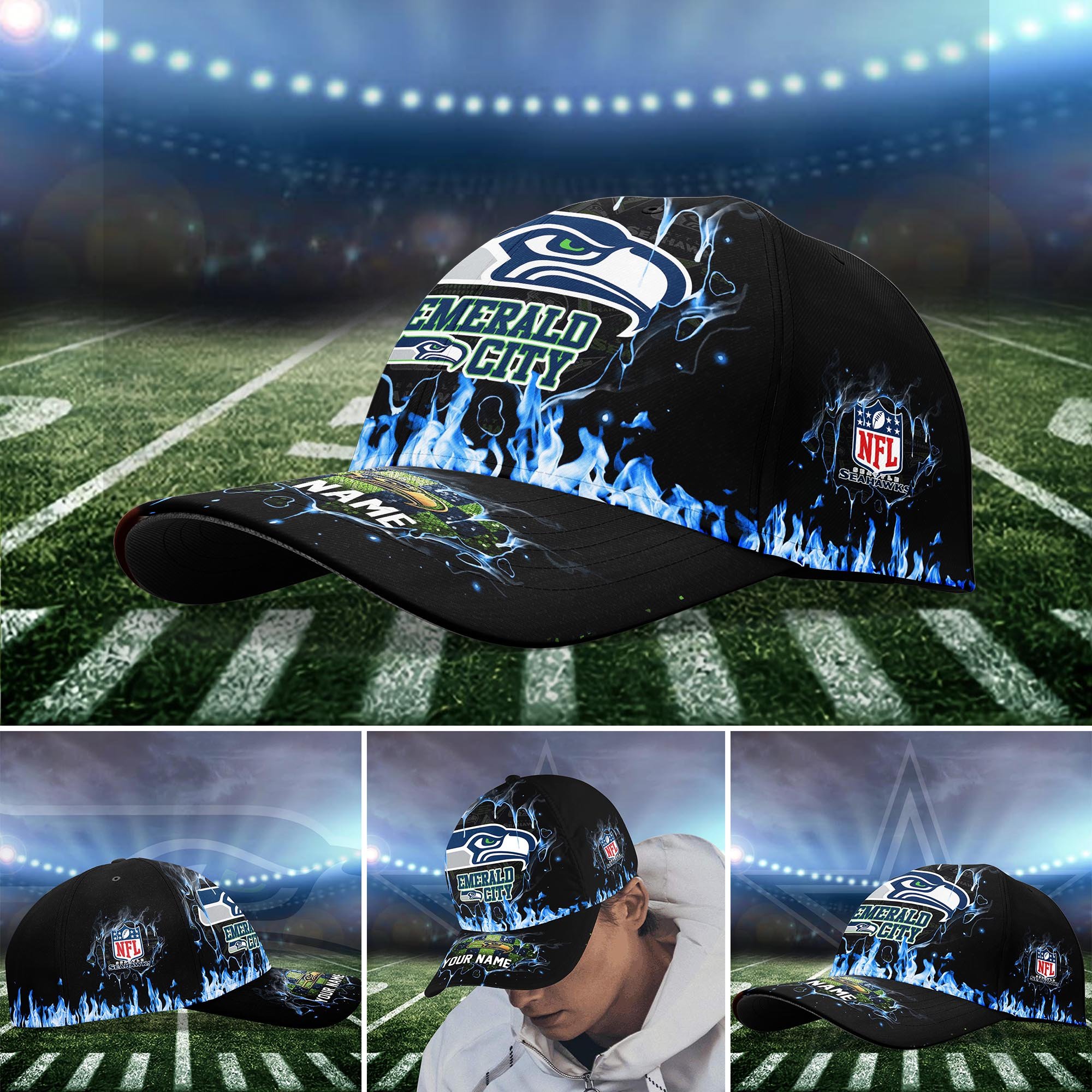 Seattle Seahawks Cap custom Q-54379