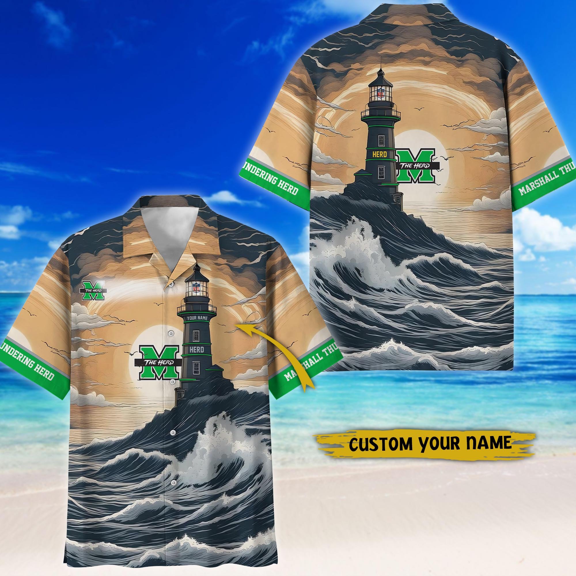 Marshall Thundering Herd Hawaiian shirt custom 57430