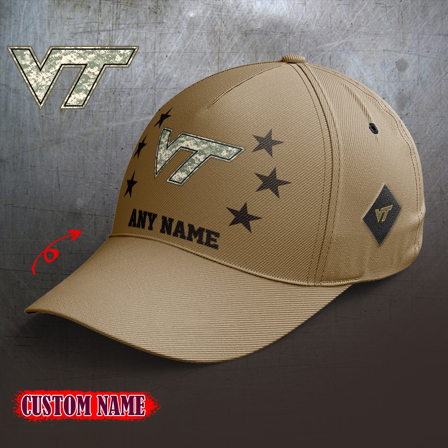 Virginia Tech Hokies 2024 Armed Forces Day  Cap custom custom 58304