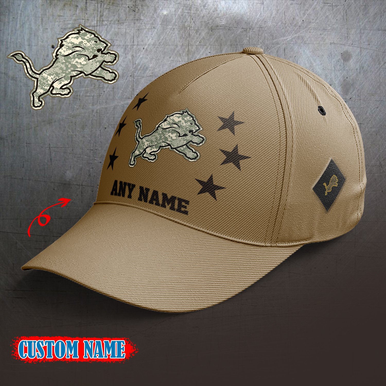 Detroit Lions 2024 Armed Forces Day  Cap custom custom 58304