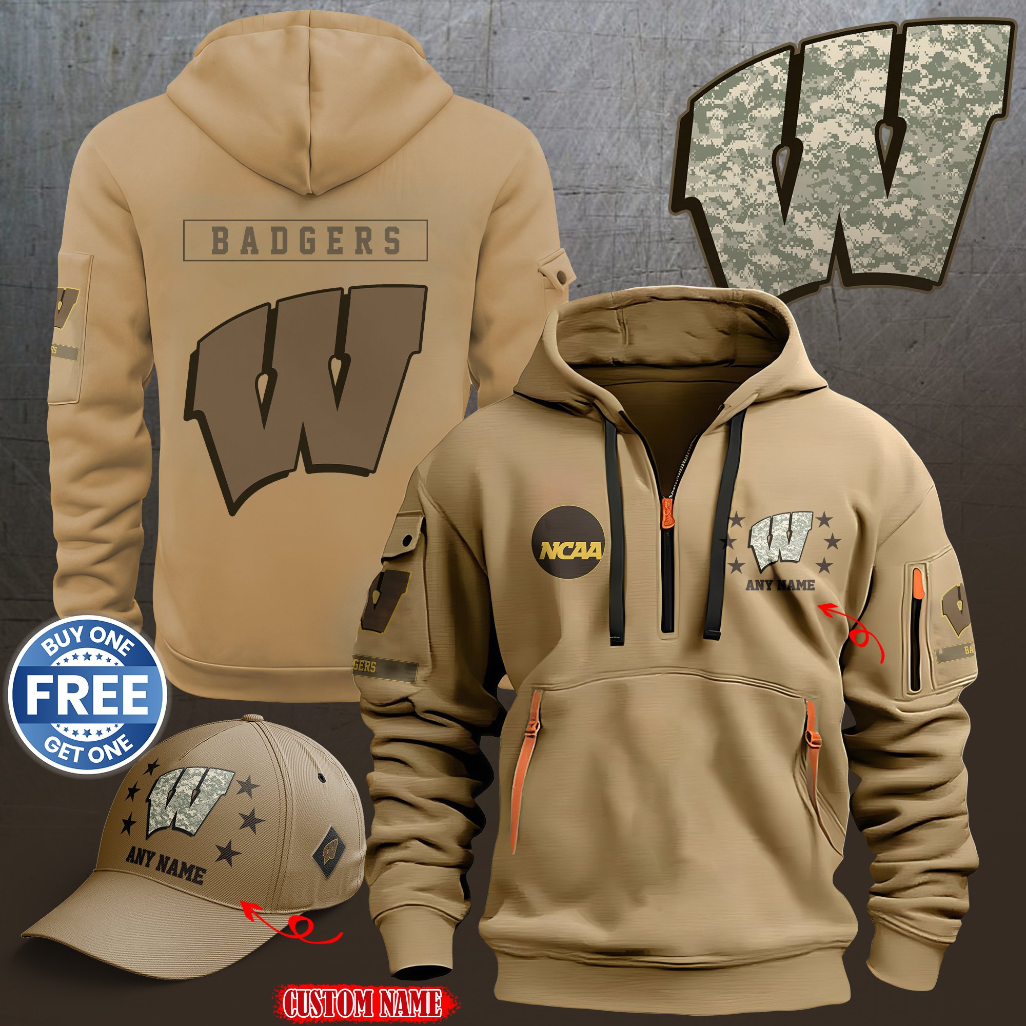 Wisconsin Badgers 2024 Armed Forces Day  hoodie custom 58315