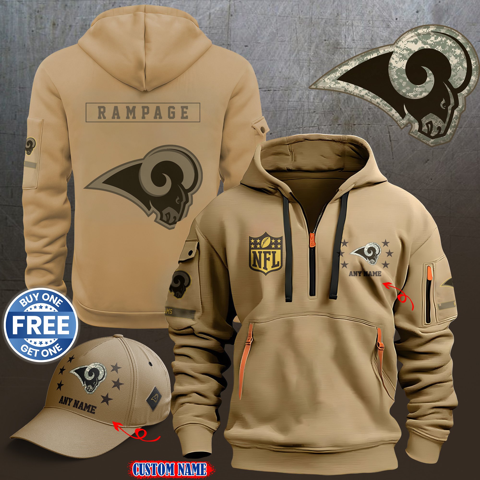 Los Angeles Rams 2024 Armed Forces Day  hoodie custom 58315