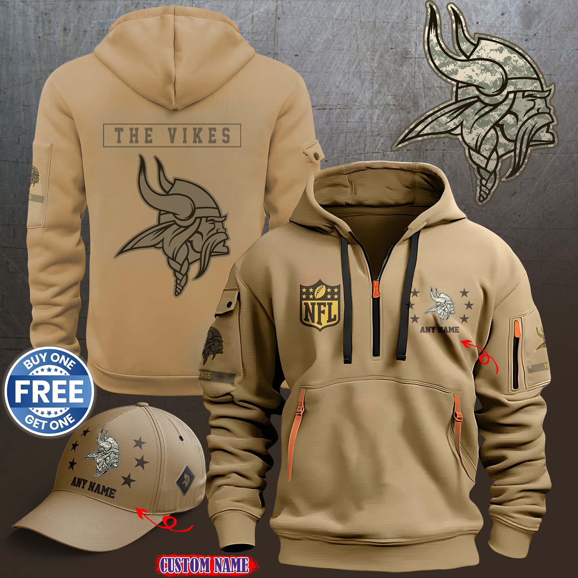 Minnesota Vikings 2024 Armed Forces Day  hoodie custom 58315
