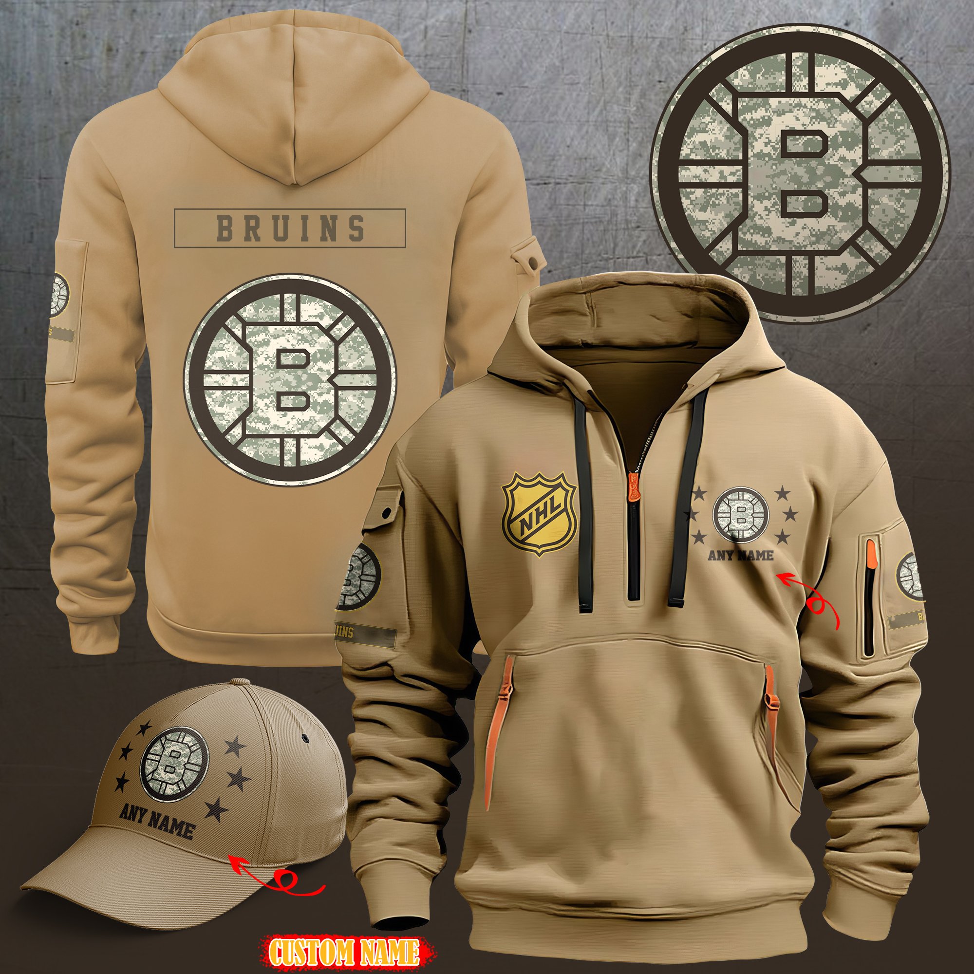 Boston Bruins Combo (Hoodie+ CAP) Custom 58697