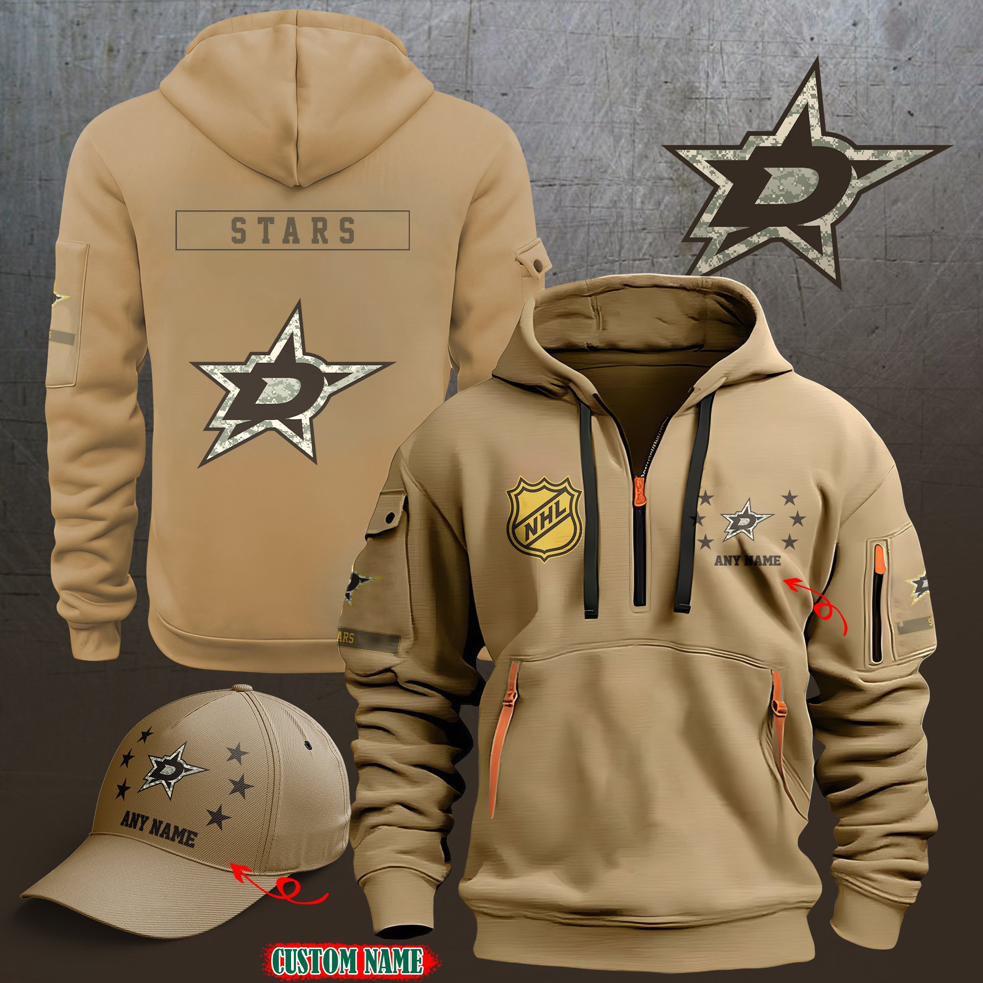 Dallas Stars Combo (Hoodie+ CAP) Custom 58697