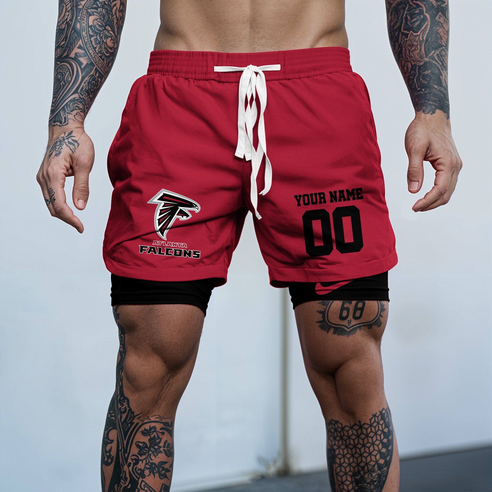 Atlanta Falcons Double Layer Shorts Custom Your Name And Number, Sports Double Layer Shorts, Gifts For Football Lovers EHIVM-59097