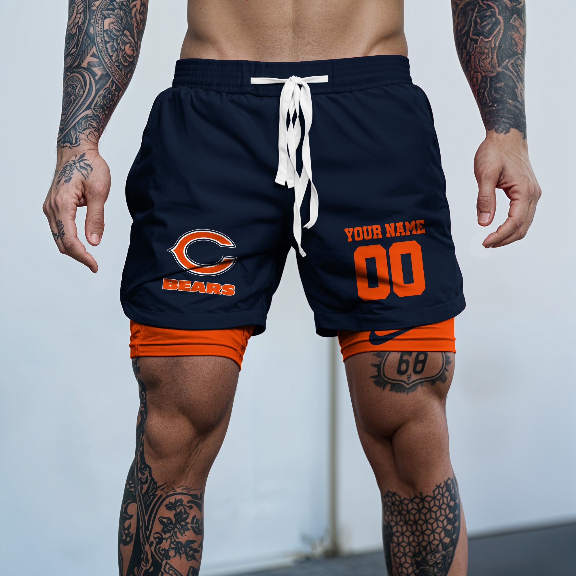 Chicago Bears Double Layer Shorts Custom Your Name And Number, Sports Double Layer Shorts, Gifts For Football Lovers EHIVM-59097