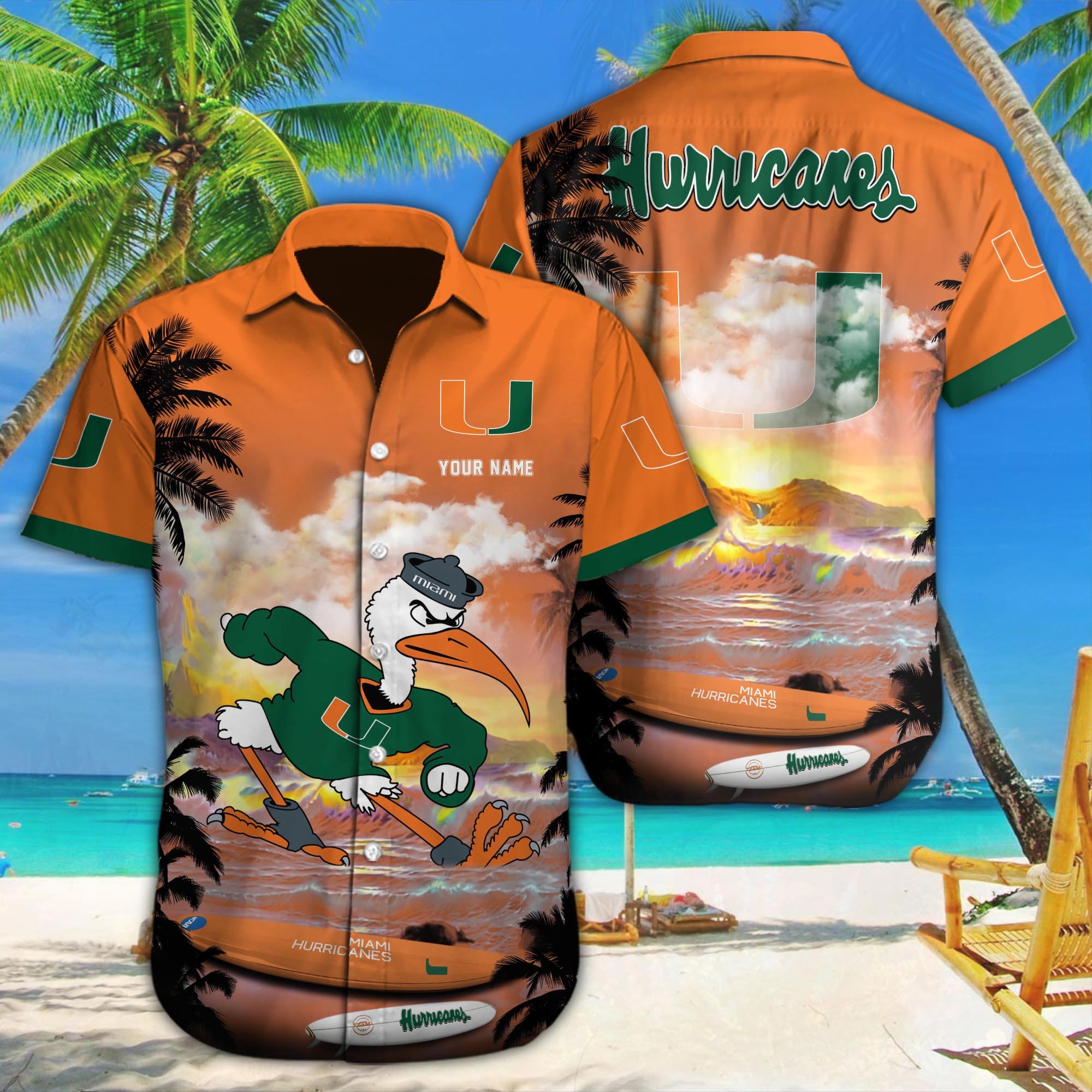 Miami Hurricanes Custom Hawaii Shirt M-34350