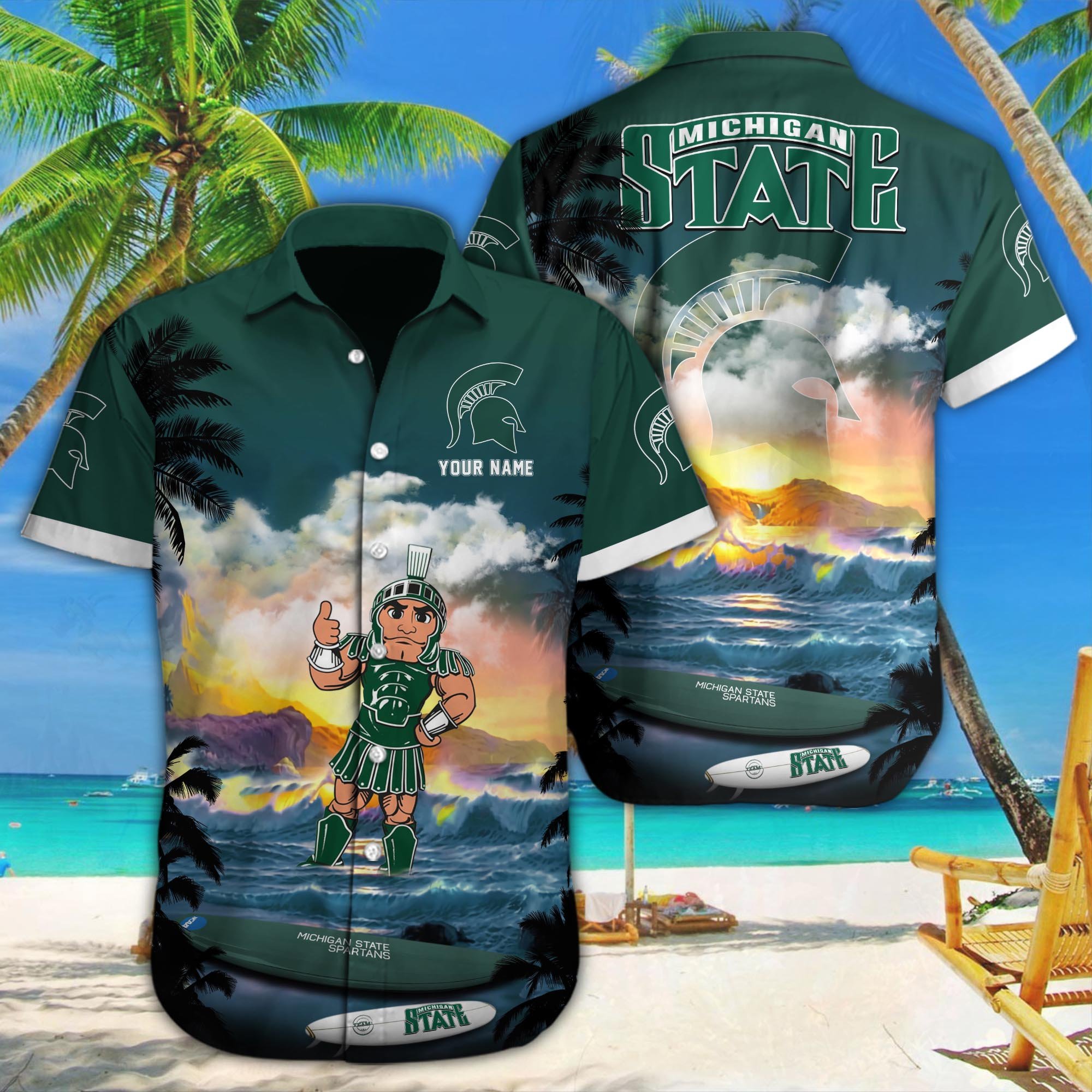 Michigan State Spartans Custom Hawaii Shirt M-34350