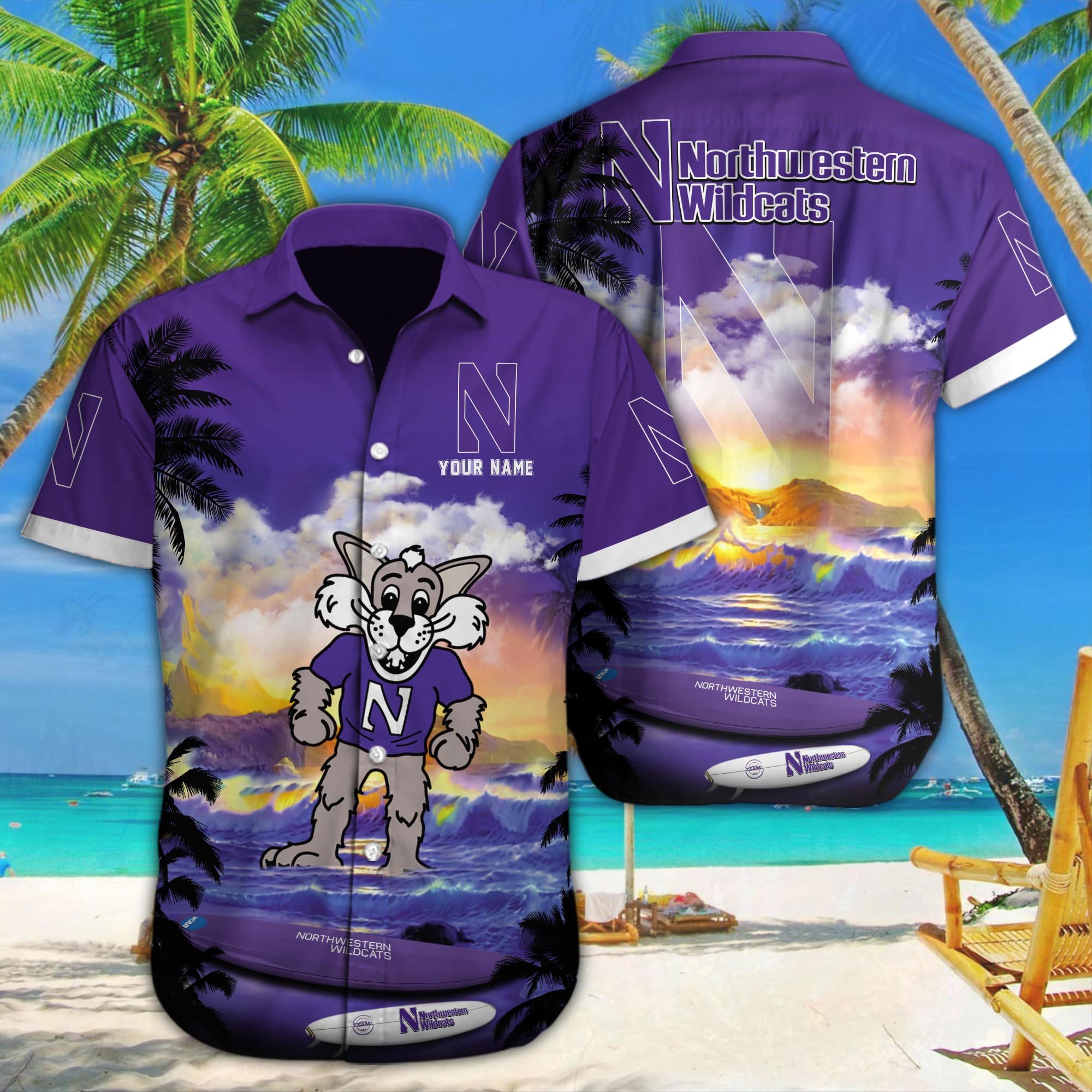 Northwestern Wildcats Custom Hawaii Shirt M-34350