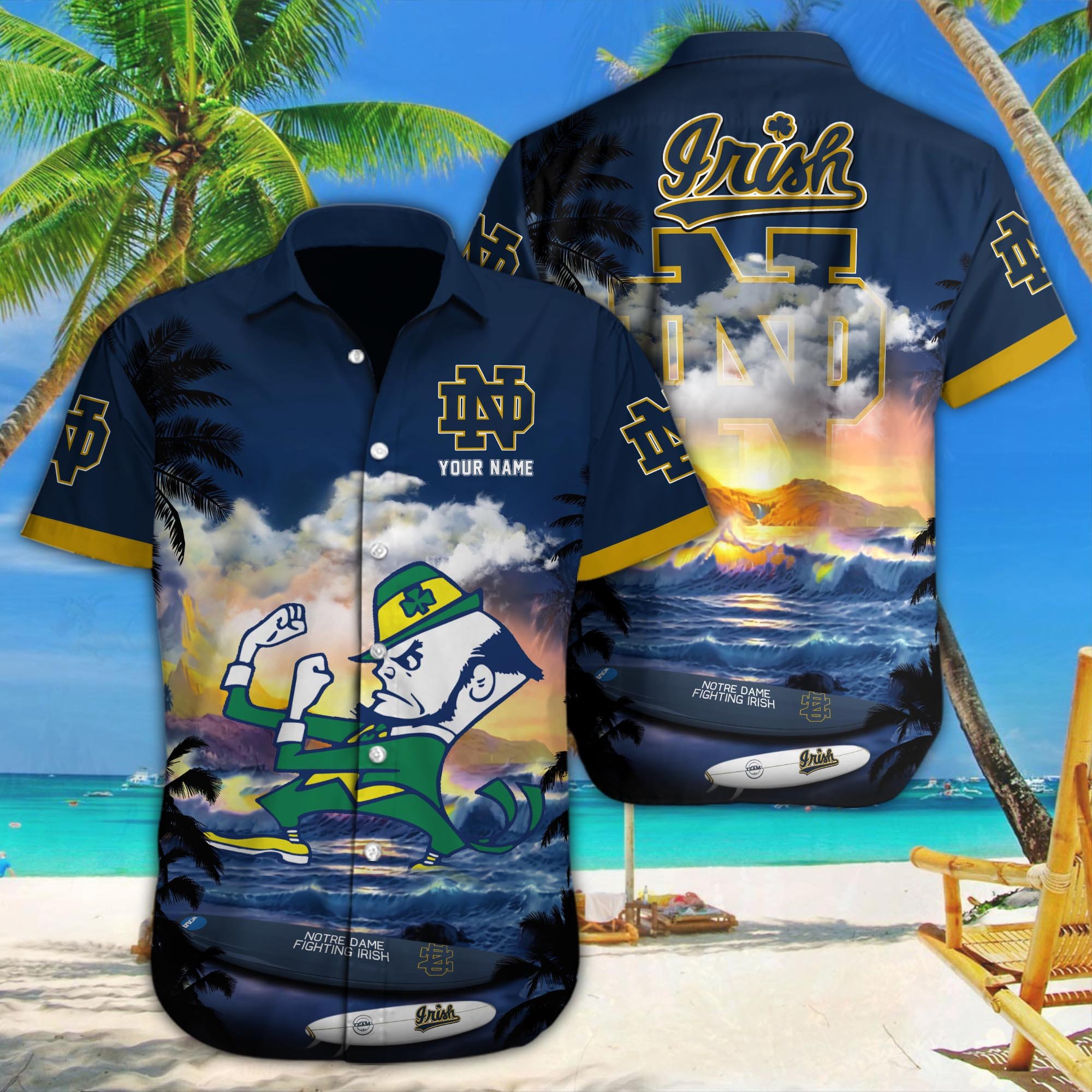 Notre Dame Fighting Irish Custom Hawaii Shirt M-34350