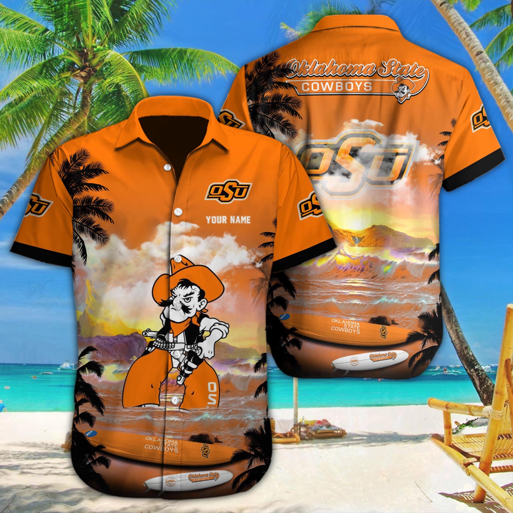 Oklahoma State Cowboys Custom Hawaii Shirt M-34350