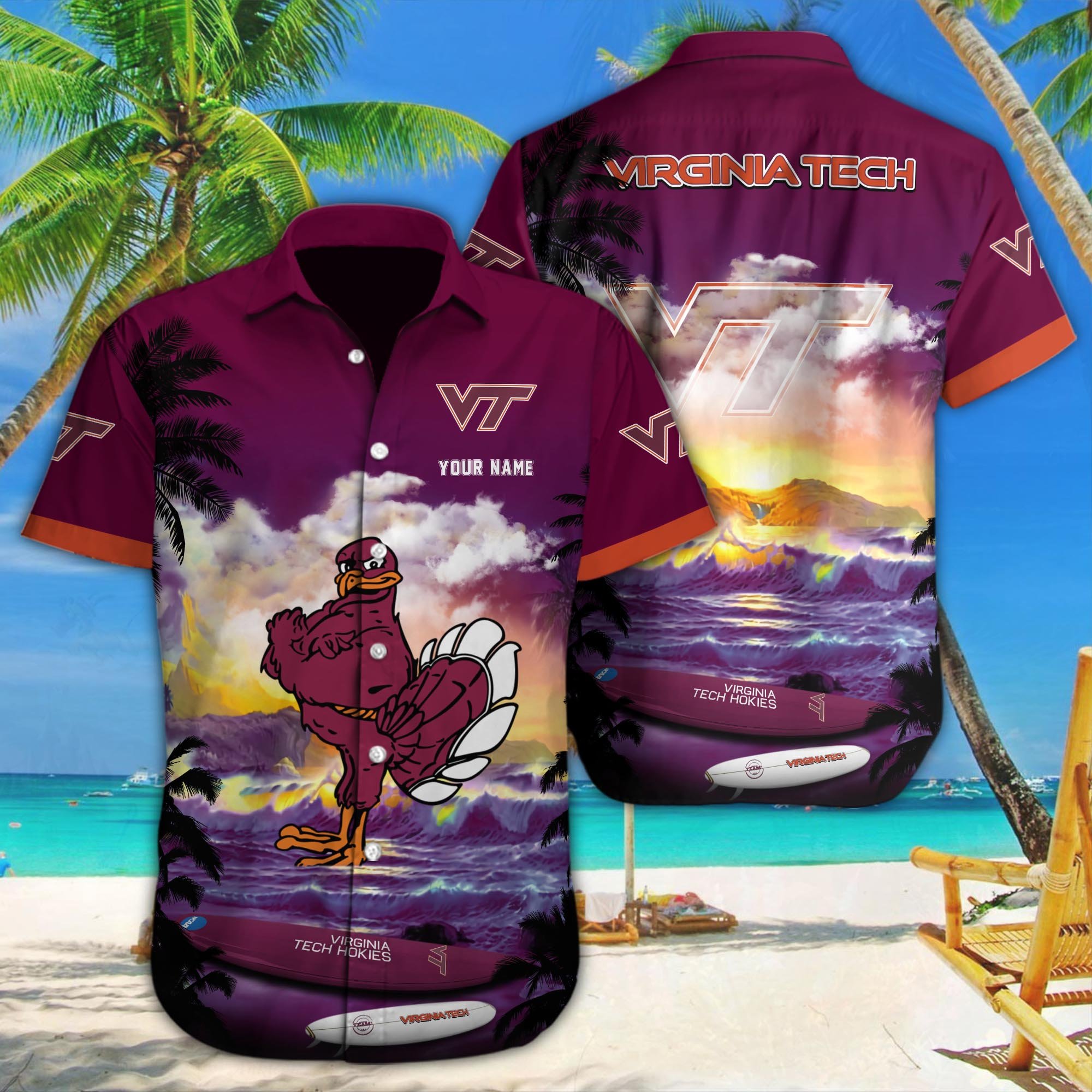 Virginia Tech Hokies Custom Hawaii Shirt M-34350