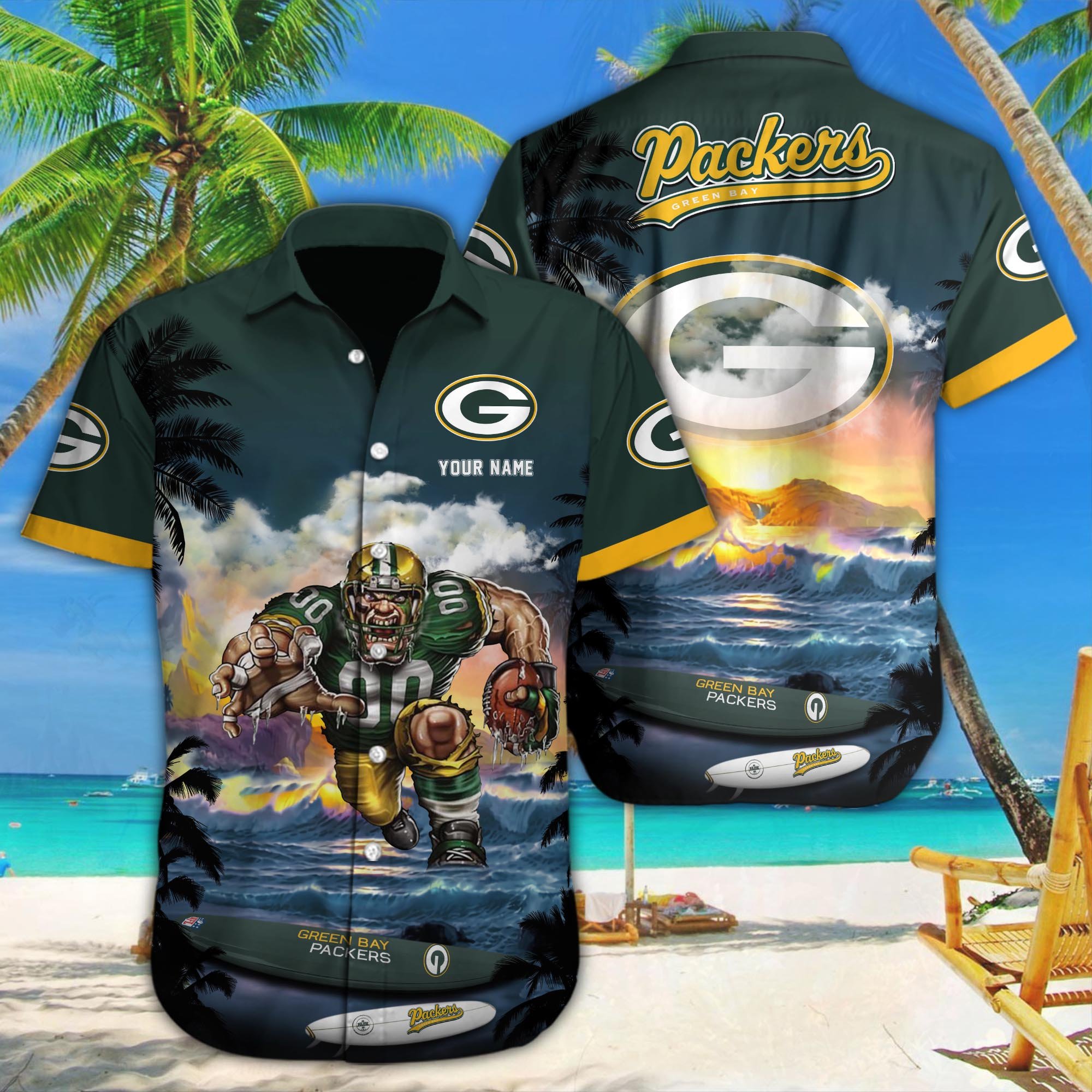 Green Bay Packers Custom Hawaii Shirt M-34350