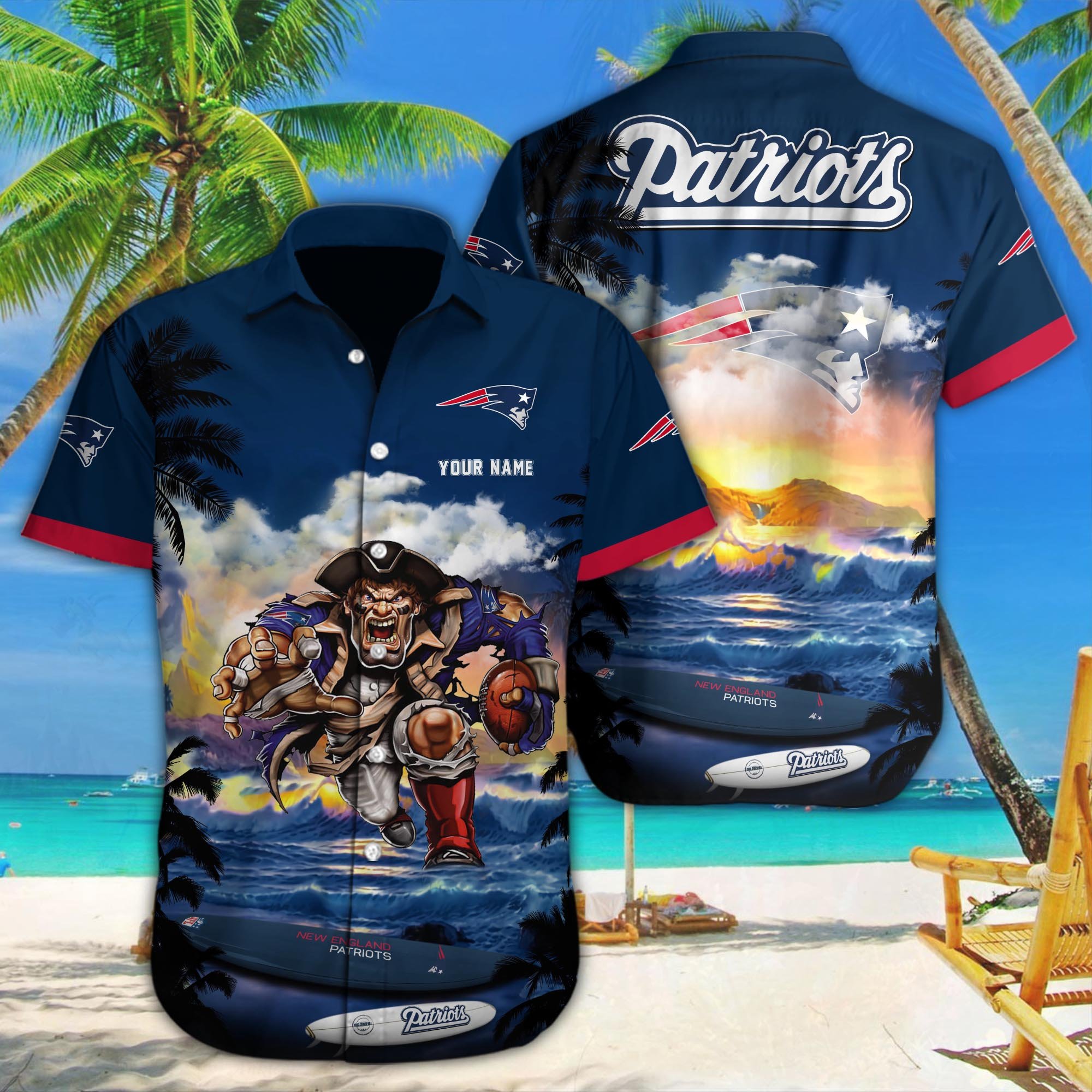 New England Patriots Custom Hawaii Shirt M-34350
