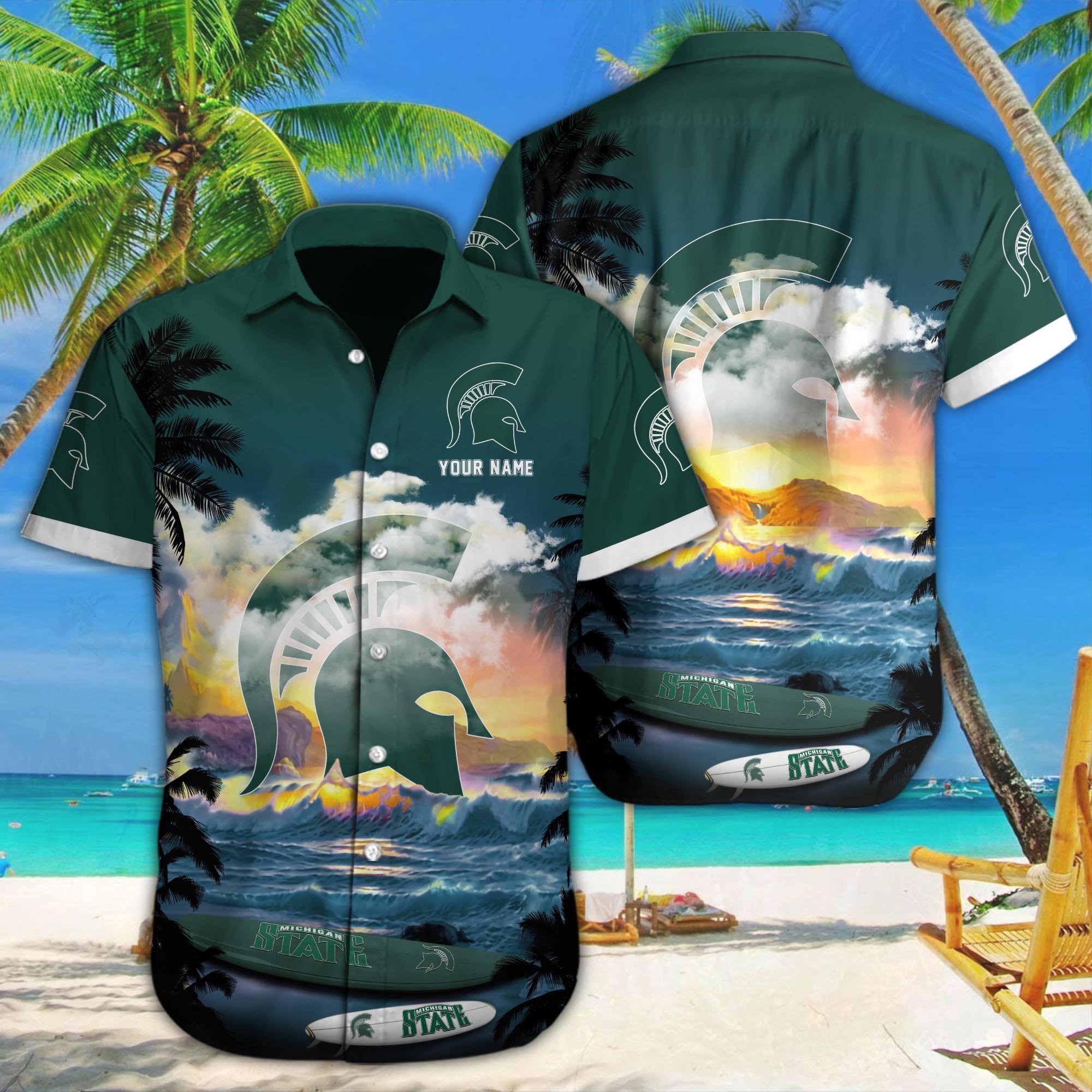 Michigan State Spartans Custom Hawaii Shirt M-39588