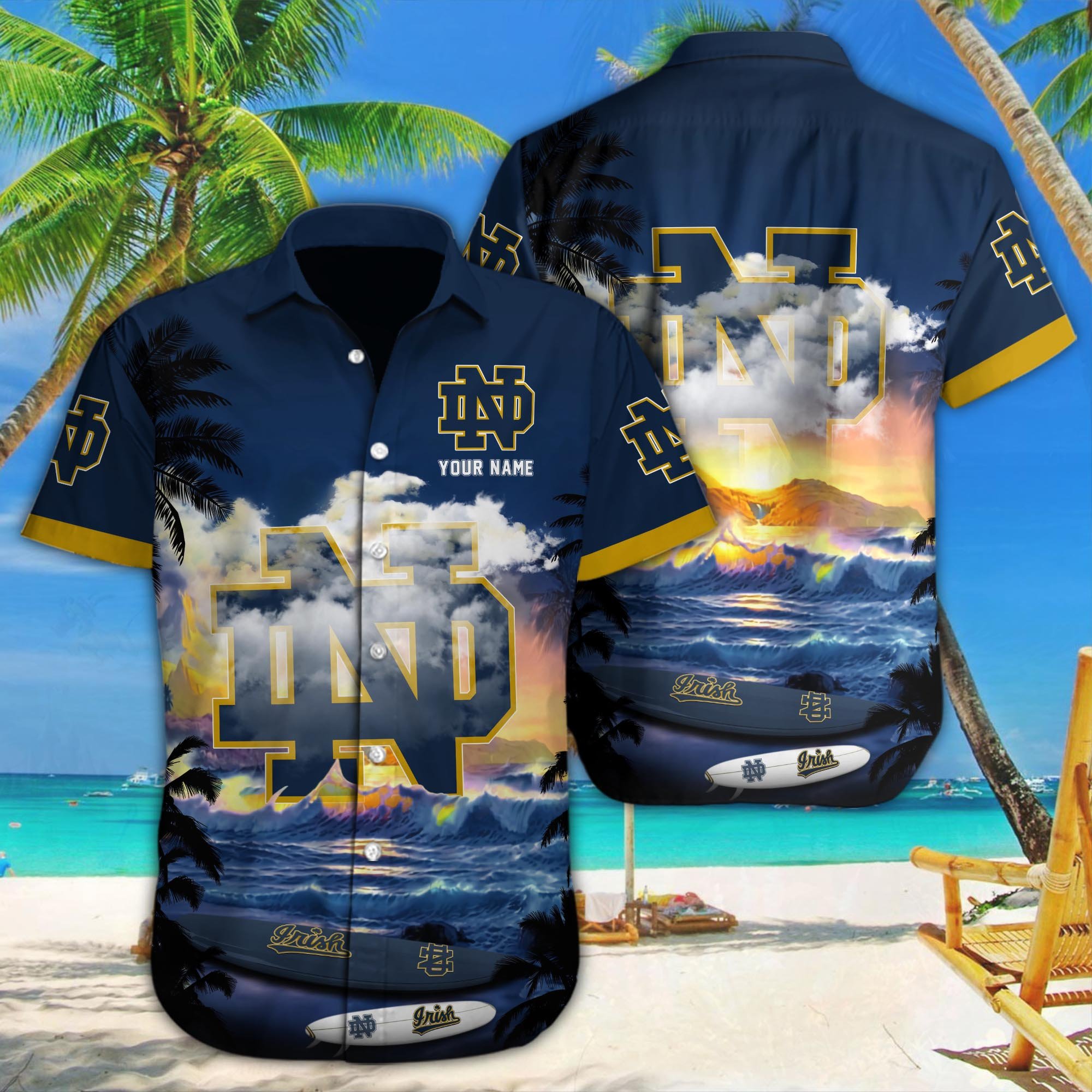 Notre Dame Fighting Irish Custom Hawaii Shirt M-39588