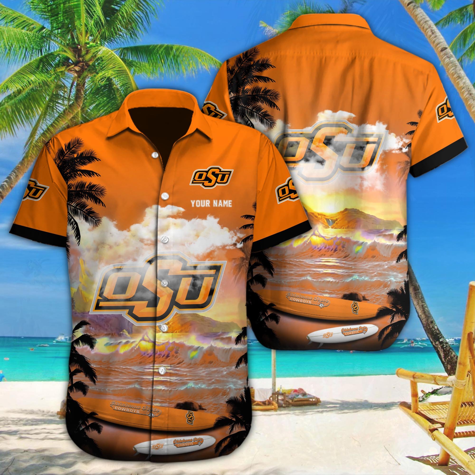 Oklahoma State Cowboys Custom Hawaii Shirt M-39588