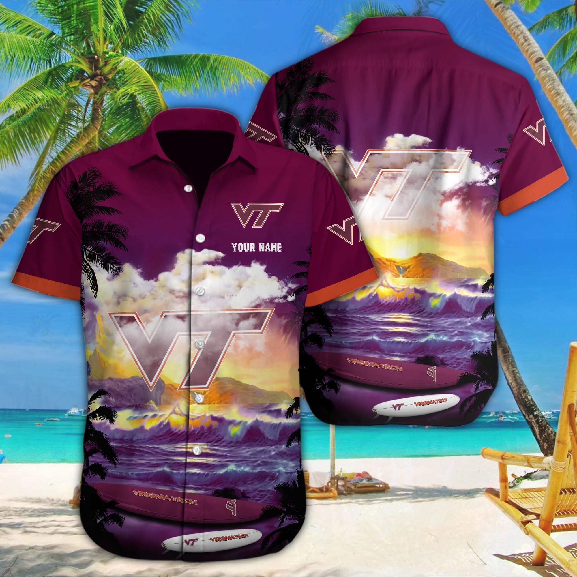 Virginia Tech Hokies Custom Hawaii Shirt M-39588