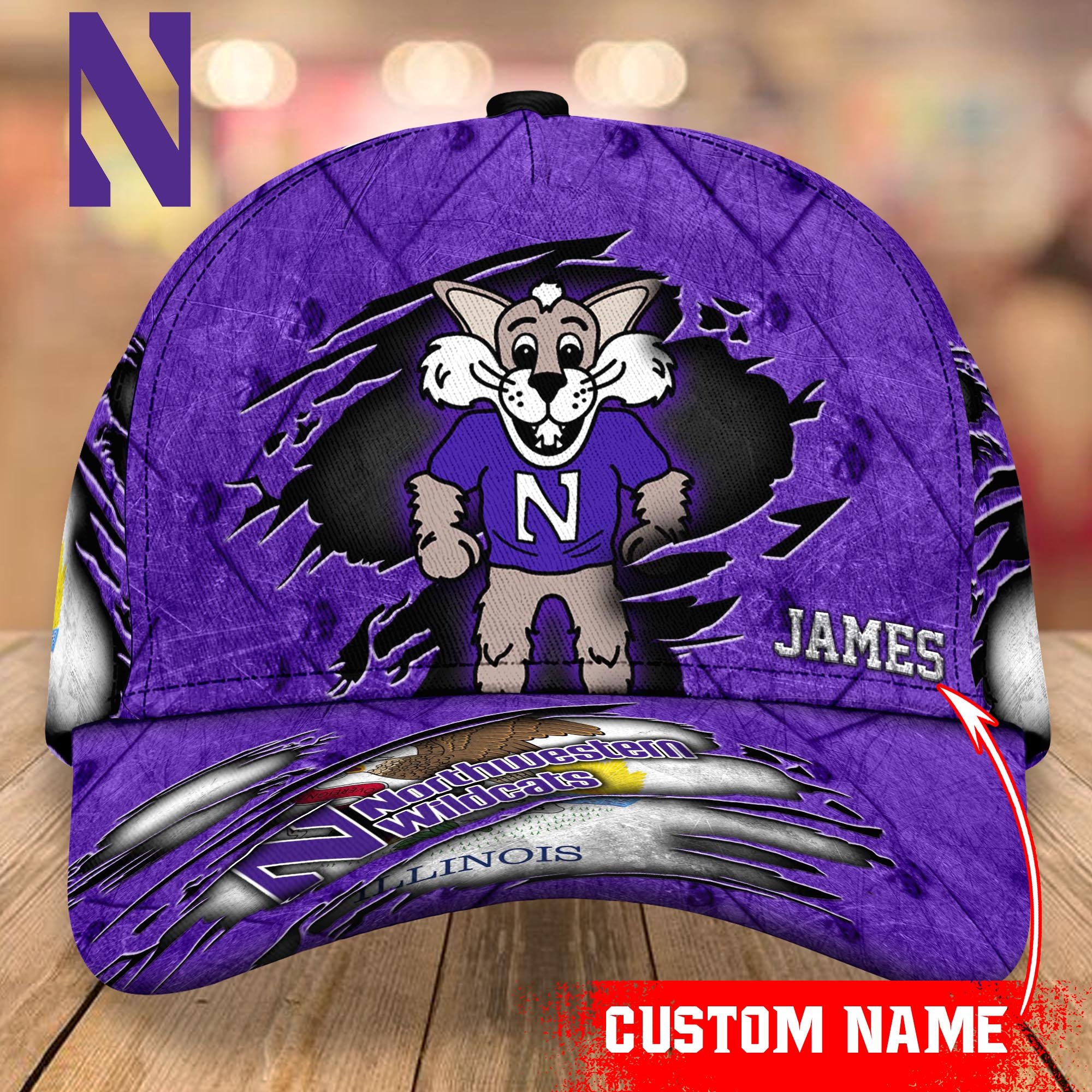 Northwestern Wildcats cap Custom T-40953