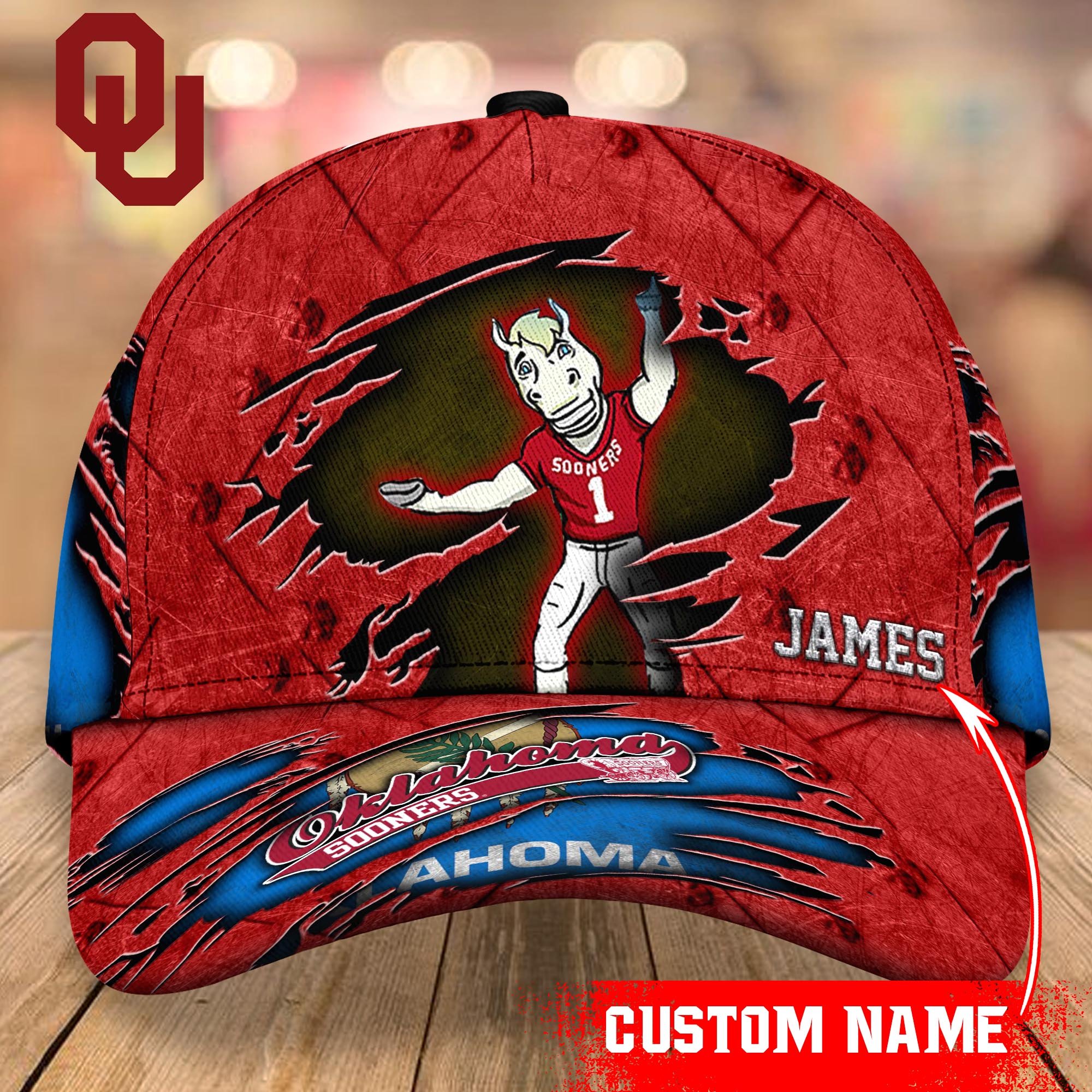 Oklahoma Sooners cap Custom T-40953