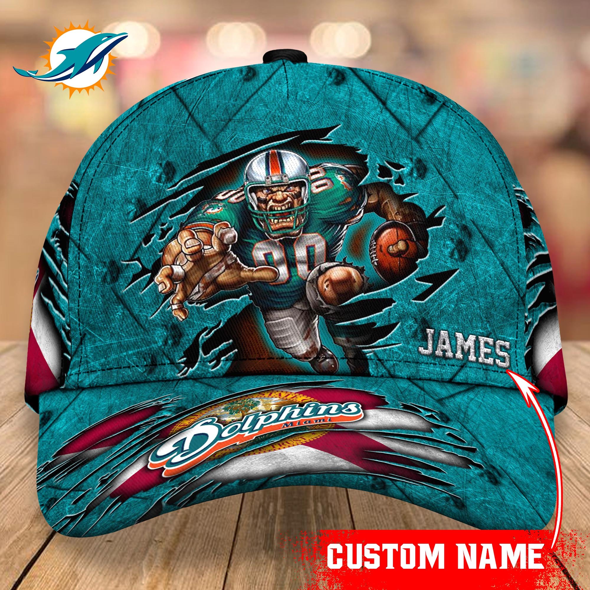 Miami Dolphins cap Custom T-40953