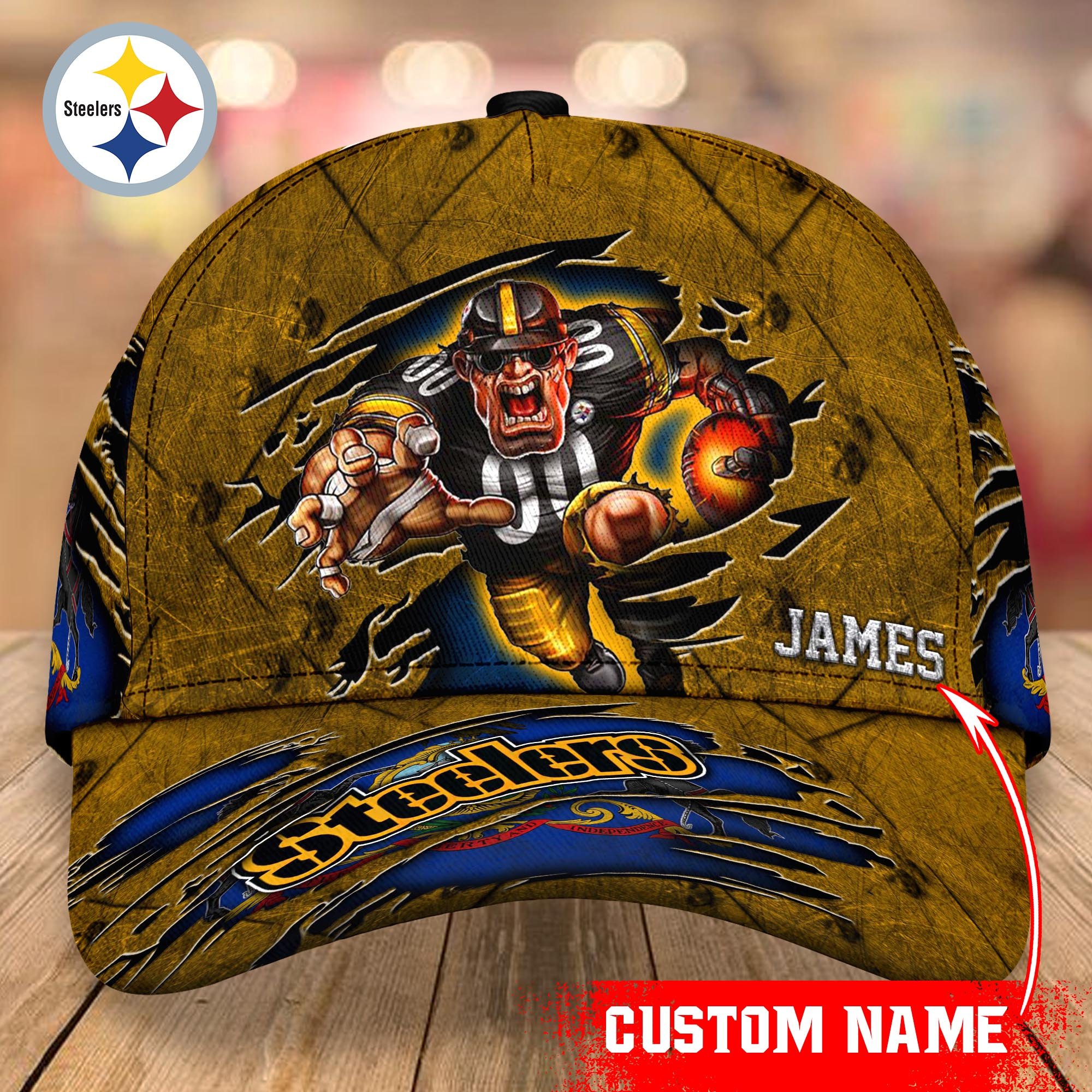 Pittsburgh Steelers cap Custom T-40953