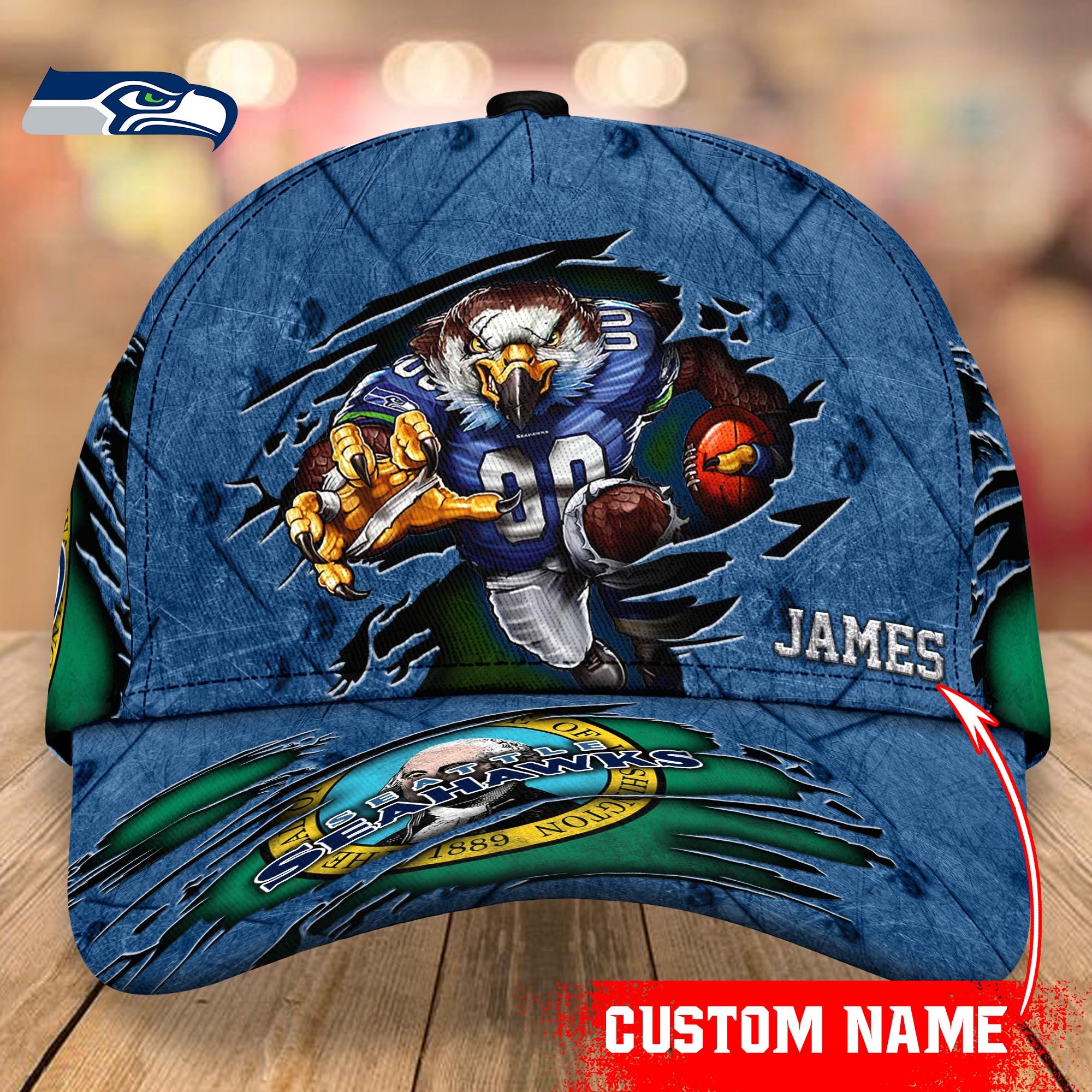 Seattle Seahawks cap Custom T-40953