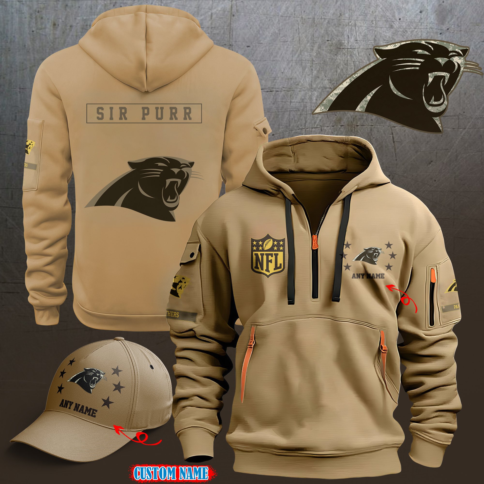 Carolina Panthers 2024 Armed Forces Day  Combo hoodie+Cap custom 58225